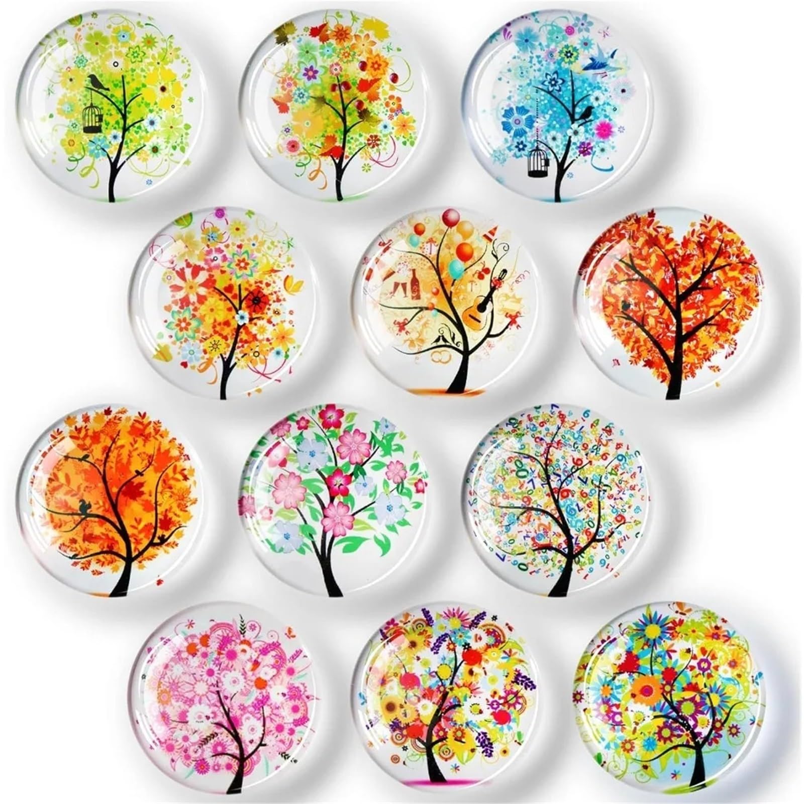 Glass Magnets 12 Pcs Fridge Magnets Decorative Refrigerator Glass Magnet Fun Strong Cute For Locker