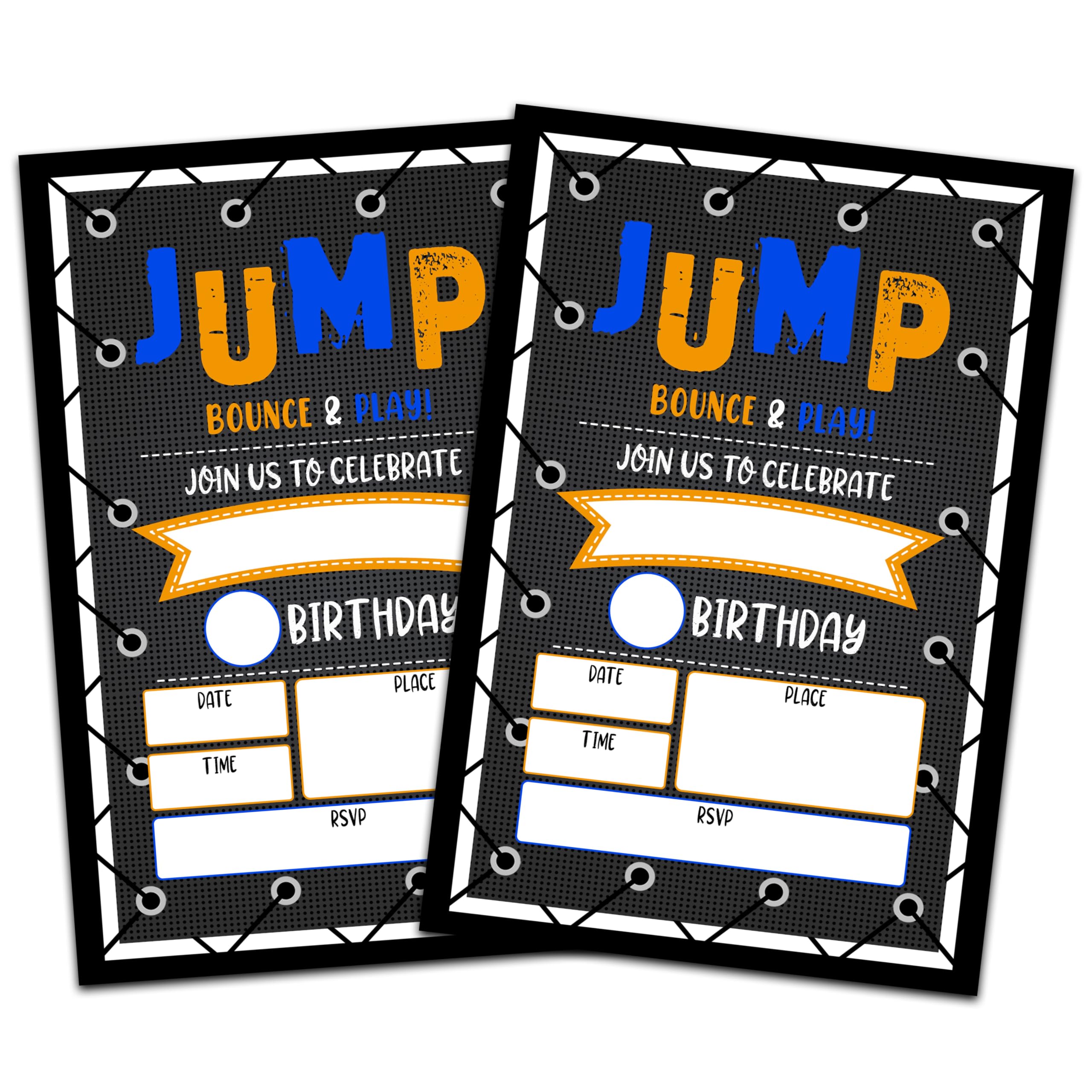 CLIRBE Trampoline Jump Birthday Party Invitations, Birthday Invitations For Boys, Kids Boy Birthday Invitation, 20 Invitations with 20 Envelopes - E01