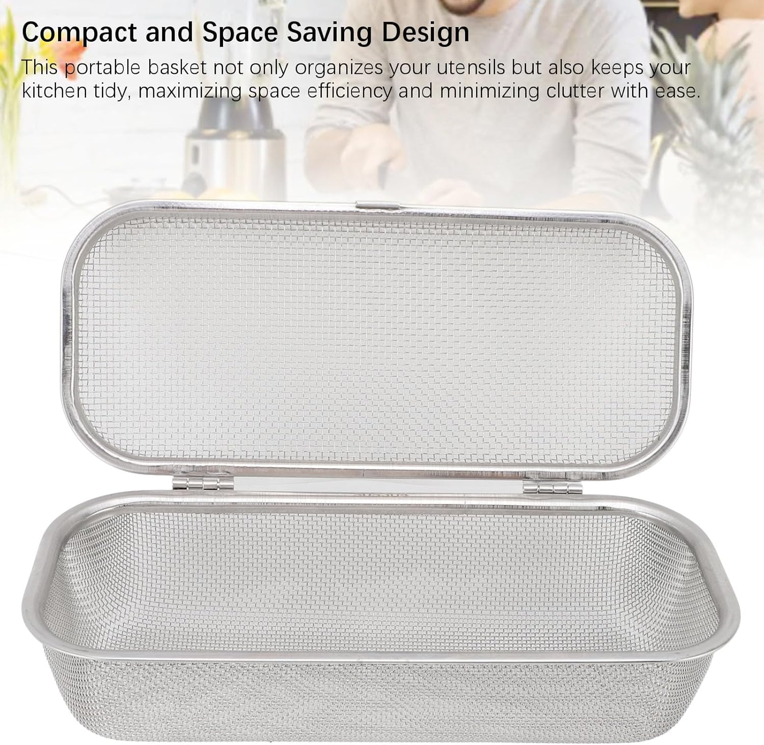 Dishwasher Basket for Small Items, Stainless Steel Mesh Utensil Holder for Spoons, Forks, Chopsticks, Bottle Parts, Dishwasher Silverware Basket Organizer (Large)