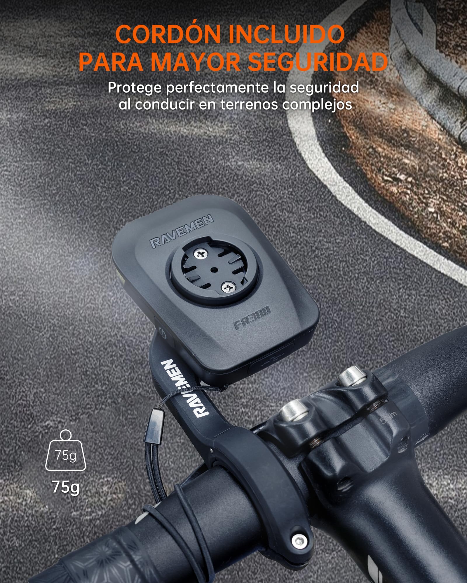 RAVEMEN FR300 Luz Diurna de la Bicicleta Señalización Luz Compatible con Garmin/Wahoo Ciclocomputadores, ON/Off Automático, Visibilidad Lateral USB C IPX6 a Prueba de Agua(Protegido por Patente)