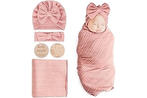Newborn Going Home Pink Outfit Baby Girl BQUBO 4PCS Set with Matching...