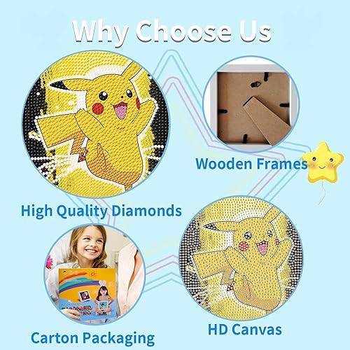 Miniatura 3 de Arte de diamantes de dibujos animados para niños de 4 a 8 a 12 años, kits de pintura de diamantes para niños con marco de dibujos animados, arte de