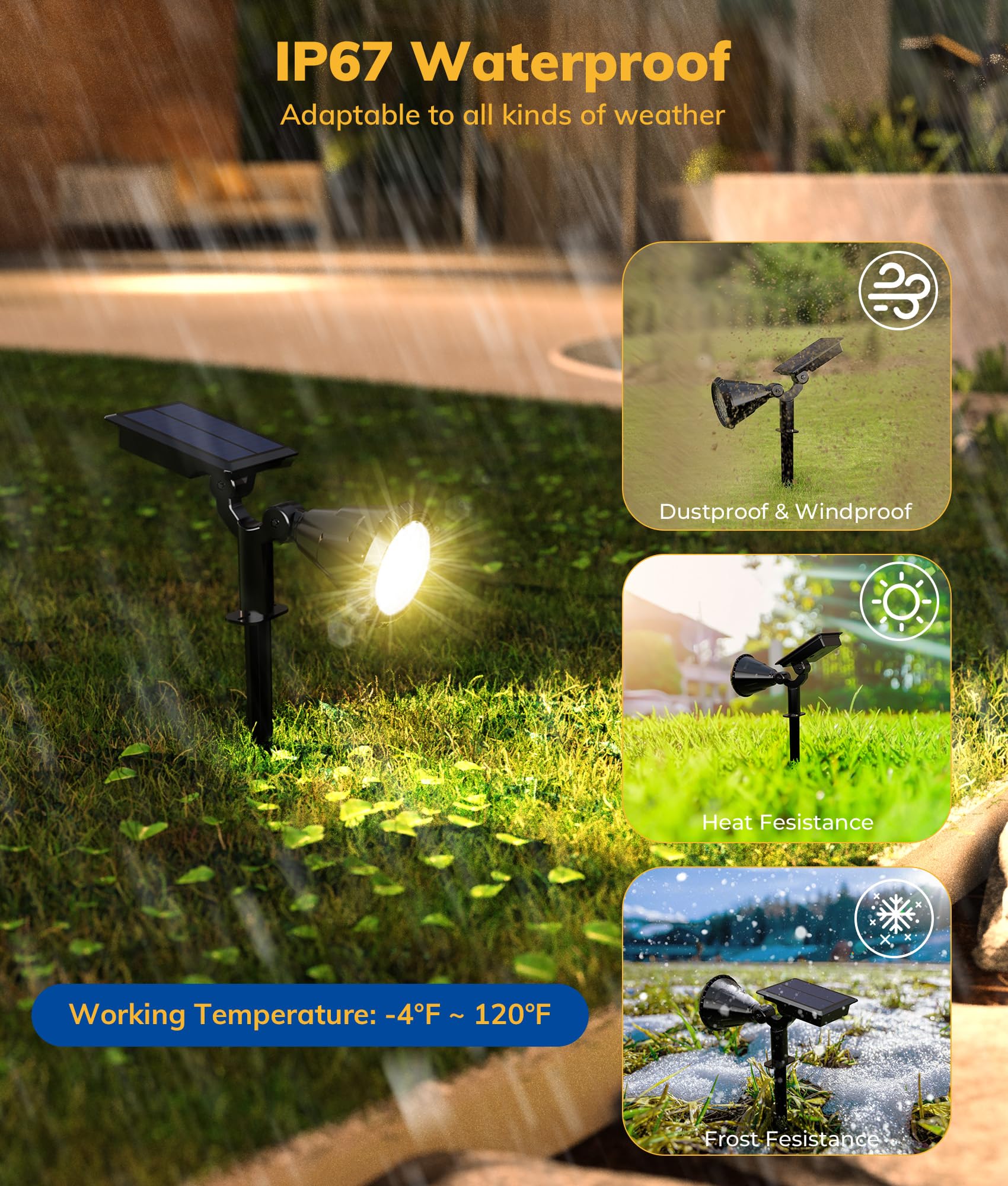 Cubilan Solar Spotlights Outdoor, 2 Lighting Modes Auto On/Off Solar Garden Lights For Lawn Tree Patio Yard Walkway (4-Pack) B07FD8MK1D - The Home Depot