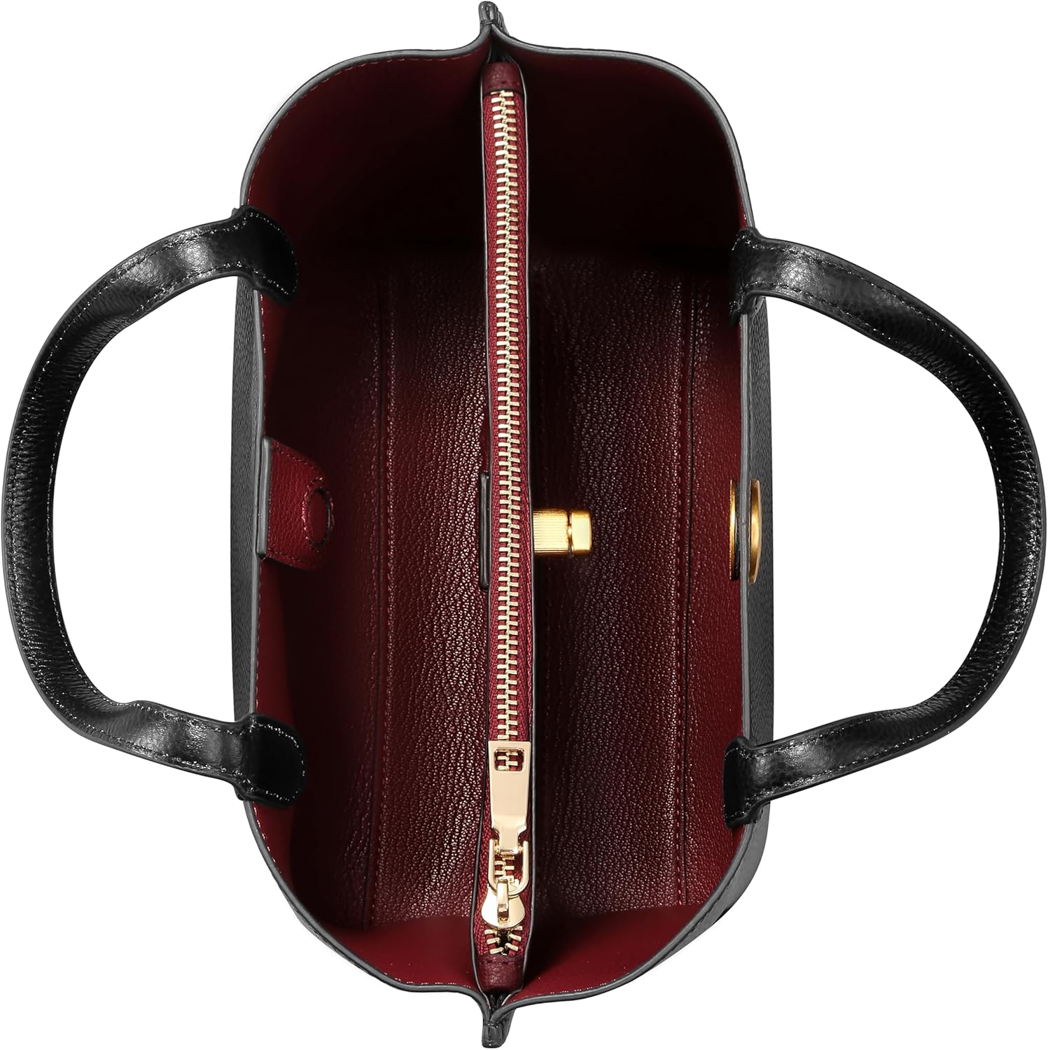 Genuine Leather Tote Bag Top Handle Women's Handbags Medium Size Purses for Women Black Satchel Bags for Women with Gold Hardware - Image 4