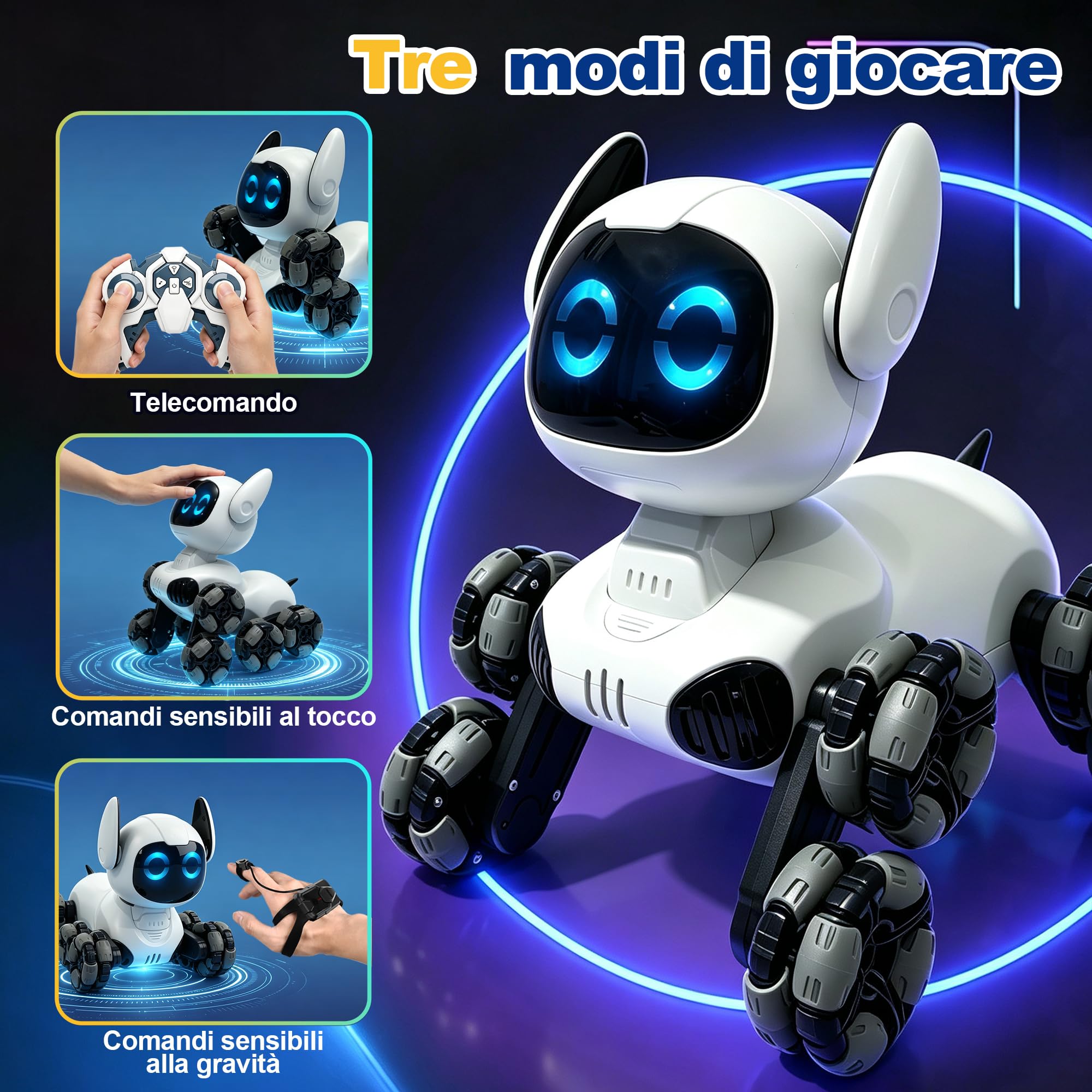 Jiakora Robot Giocattolo, Cane Robot 8WD Macchina Telecomandata per Bambini
