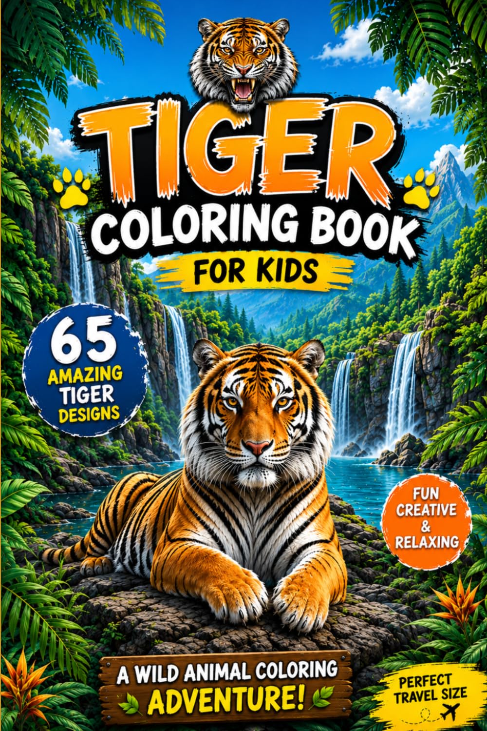 Tiger Coloring Book for Kids: 65 Fun and Amazing Tiger Coloring Pages: A Wild Animal Coloring Adventure Featuring 65 Beautiful Tiger Illustrations for ... Animal Lovers | Perfect Travel Activity Book