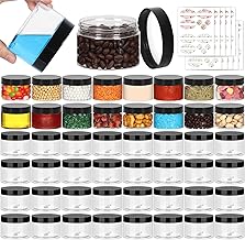 4oz Plastic Containers with Lids 48Pack, Jaisie.W Clear 4 oz Plastic Jars with Lids&Labels- Refillable Cosmetic Small Plastic Containers with Black Screw Lid for Liquid and Solid Products (4 fl.oz, 48Pack)