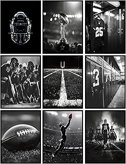 Football Wall Art Rugby Field Stadium Sports Painting Picture Wall Decor Black and White American Football Posters Prints Artwork for Boys Room Locker Room Dorm Living Room Home Decoration (8x10x9 Unframed) - Buy now
