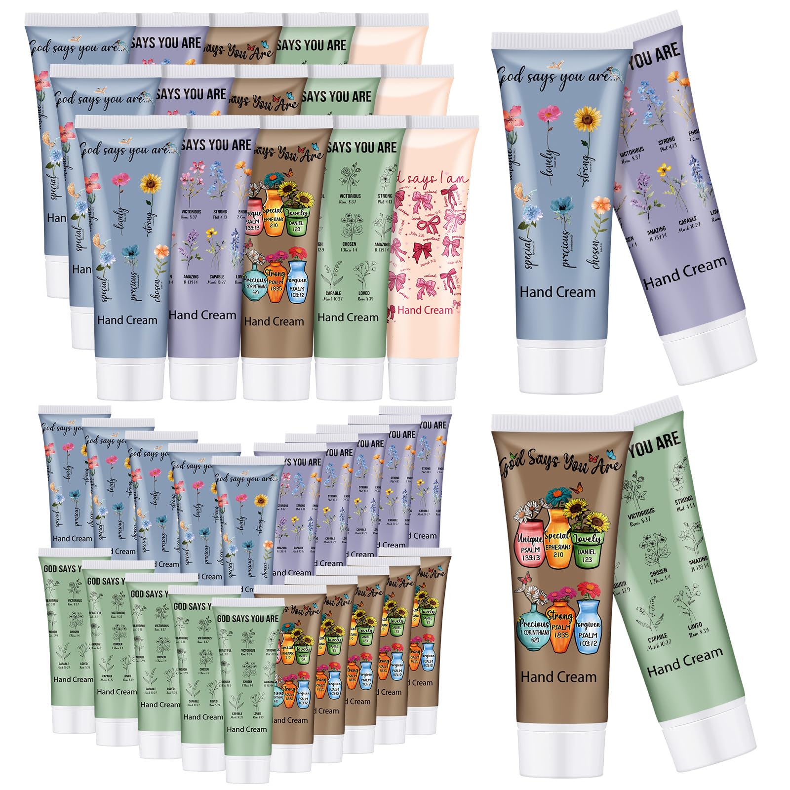 Loopeer 25 Pcs Christian Hand Cream Bulk Gift for Women Mini Hand Lotion with Bible Verses Travel Size Lotion Gifts for Dry Skin Church Vbs Group Prayer Team Members