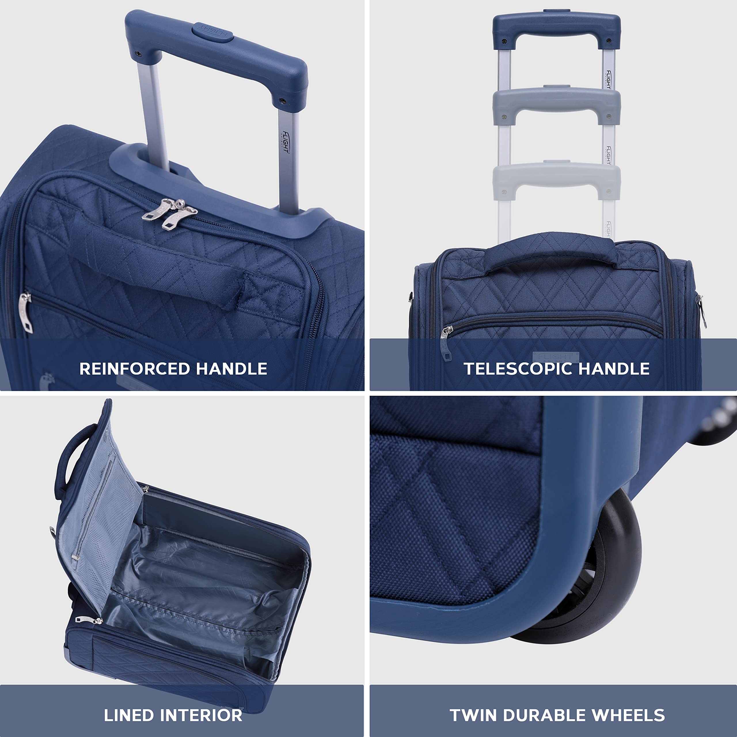Flight Knight 45x36x20cm easyJet Underseat Carry On Non Priority Approved Hand Luggage Case - 2 Wheels - Ultra Lightweight Durable Soft Case Textile Cabin Suitcase