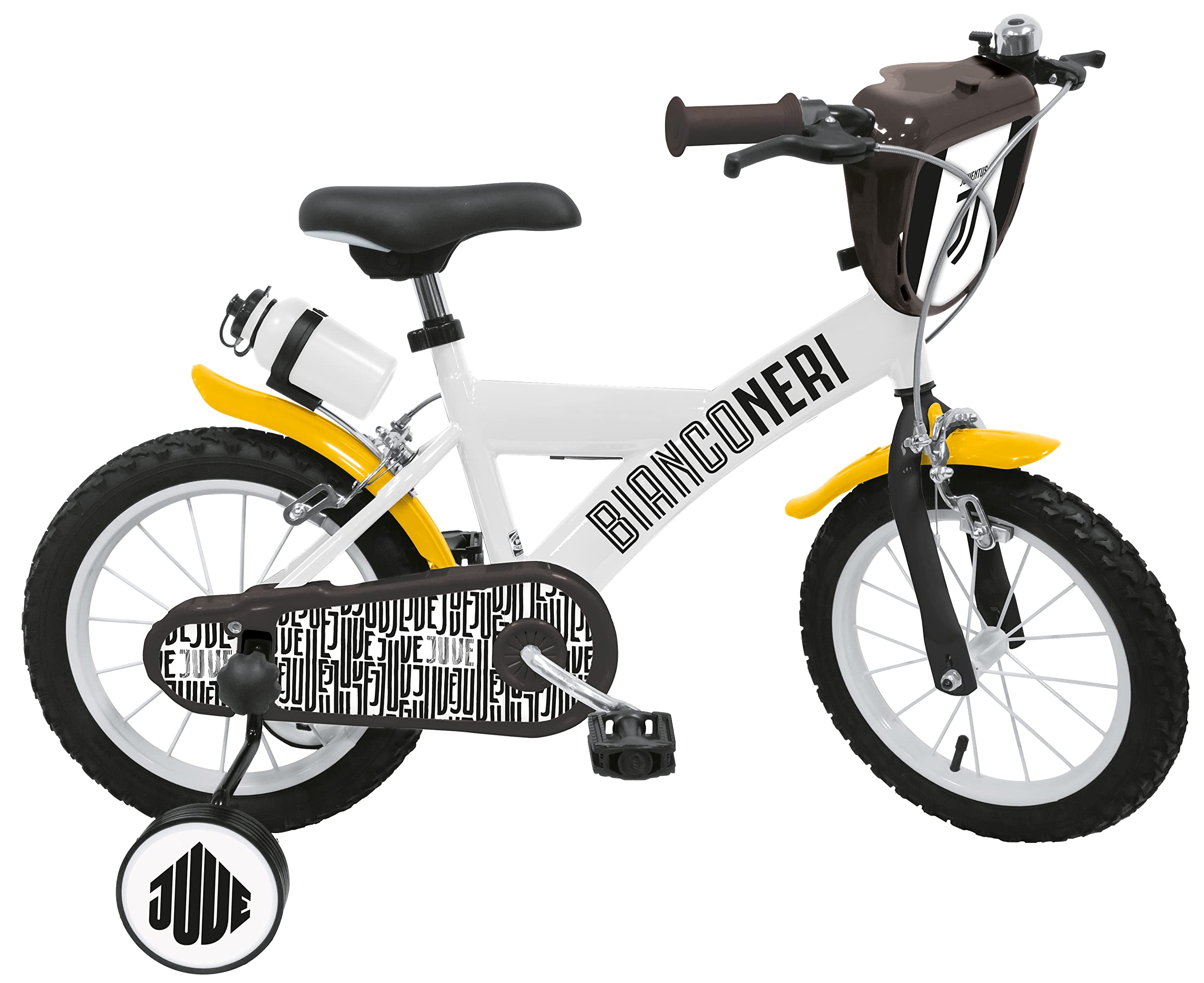 Mondo Toys - Bici Mod. F.C JUVENTUS per bambino / bambina - rotelle e freno anteriore / posteriore - colore bianco / nero