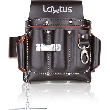 Lautus Full Grain Leather Tool Pouch Bag: Electrician's Elite