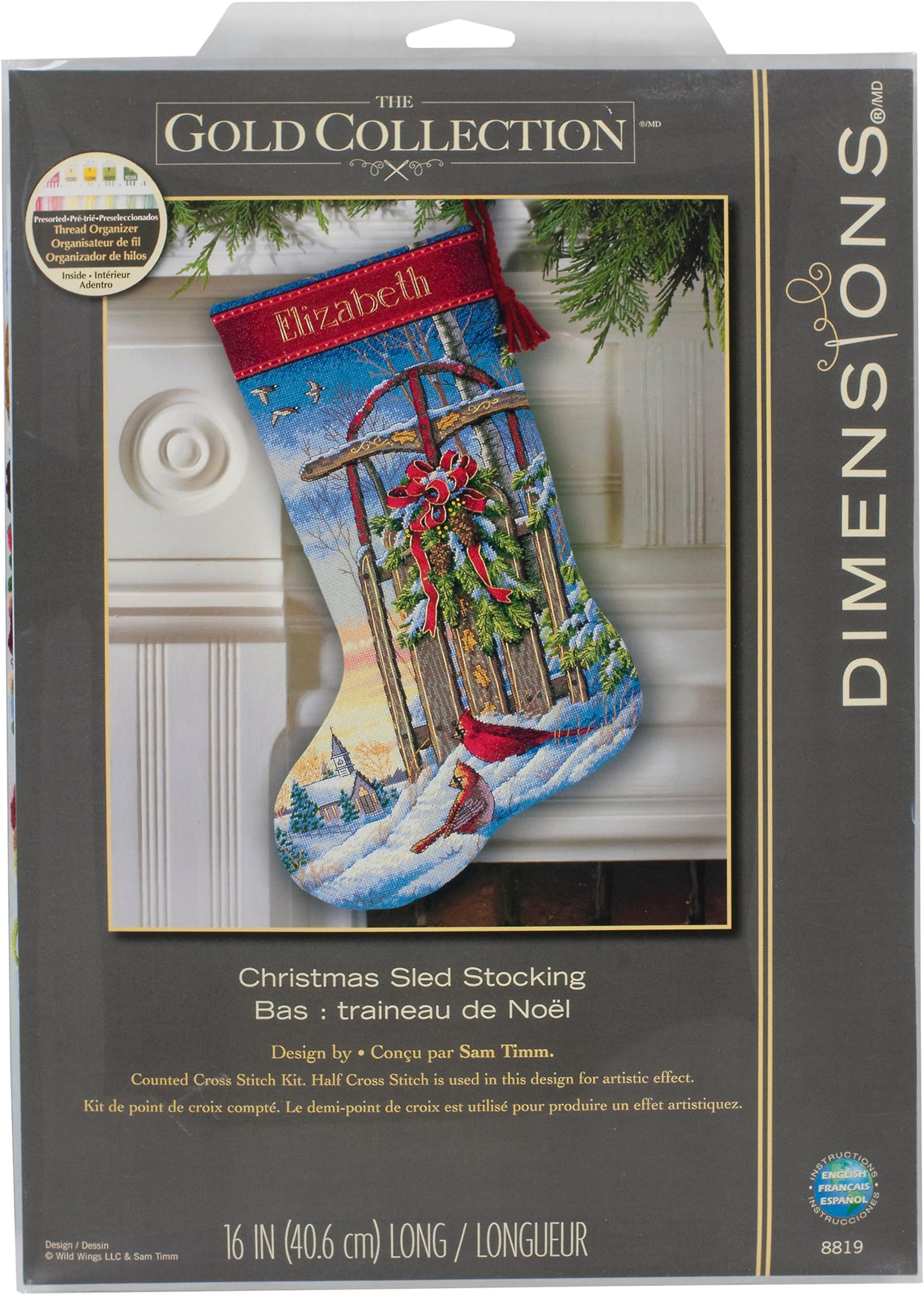 Dimensions Christmas SLED, Cotton, Multi-Colour, 16" Long