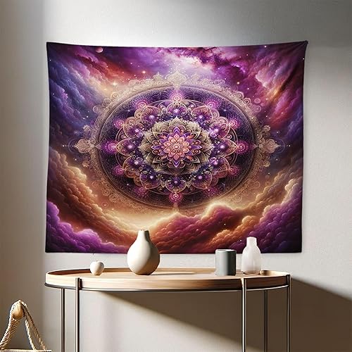 Miniatura 149 de Ambesonne Tapiz de fantasía, paisaje de fantasía con reloj, rayos de cielo de ensueño desde el techo, arte ficticio, colgante de pared ancho para