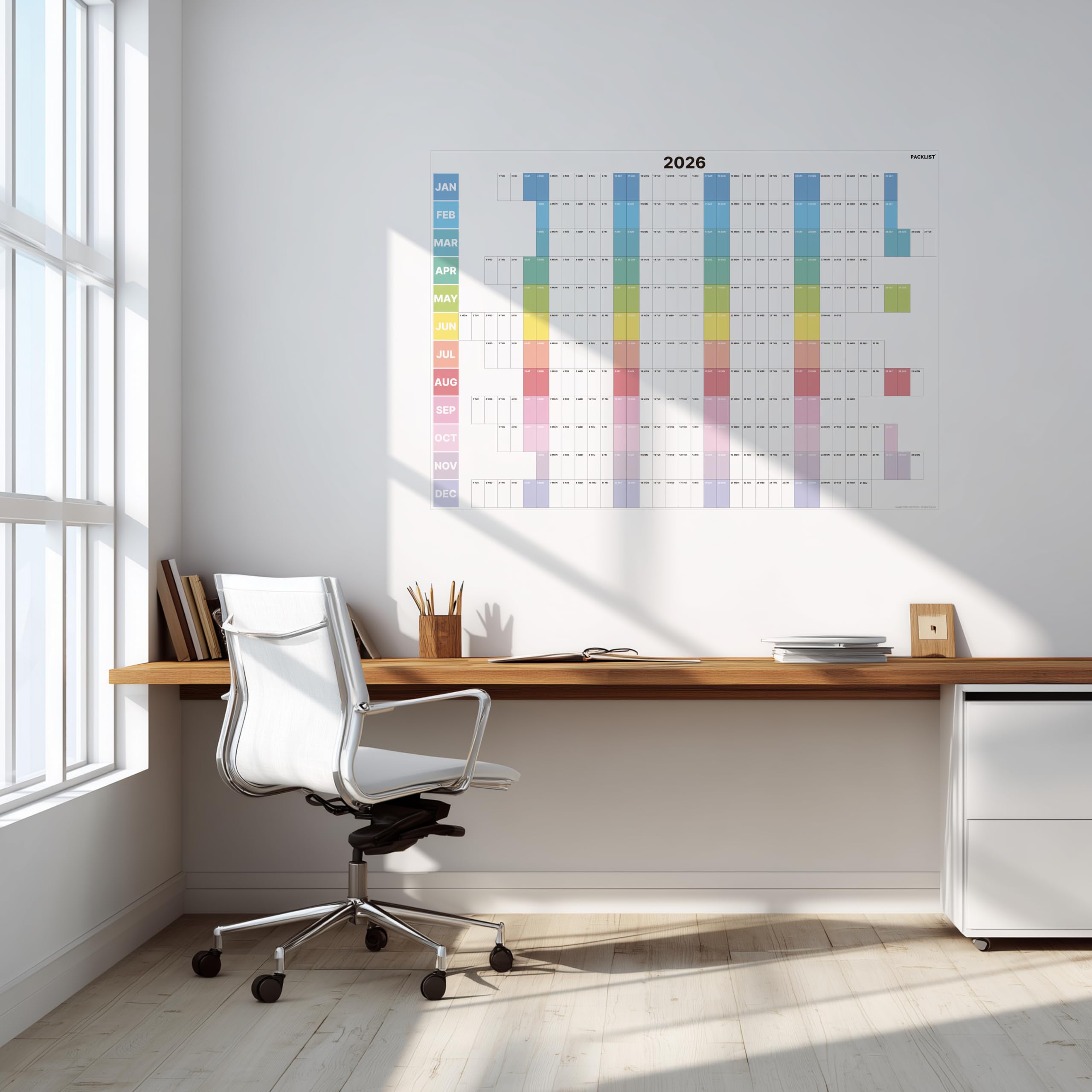 PACKLIST 2026 Wall Calendar Giant A1 Planner (84x60cm) with Centered Weeks | Weekly Column Design for Clear Organization | Ideal for Office, Home & Studies - Image 2