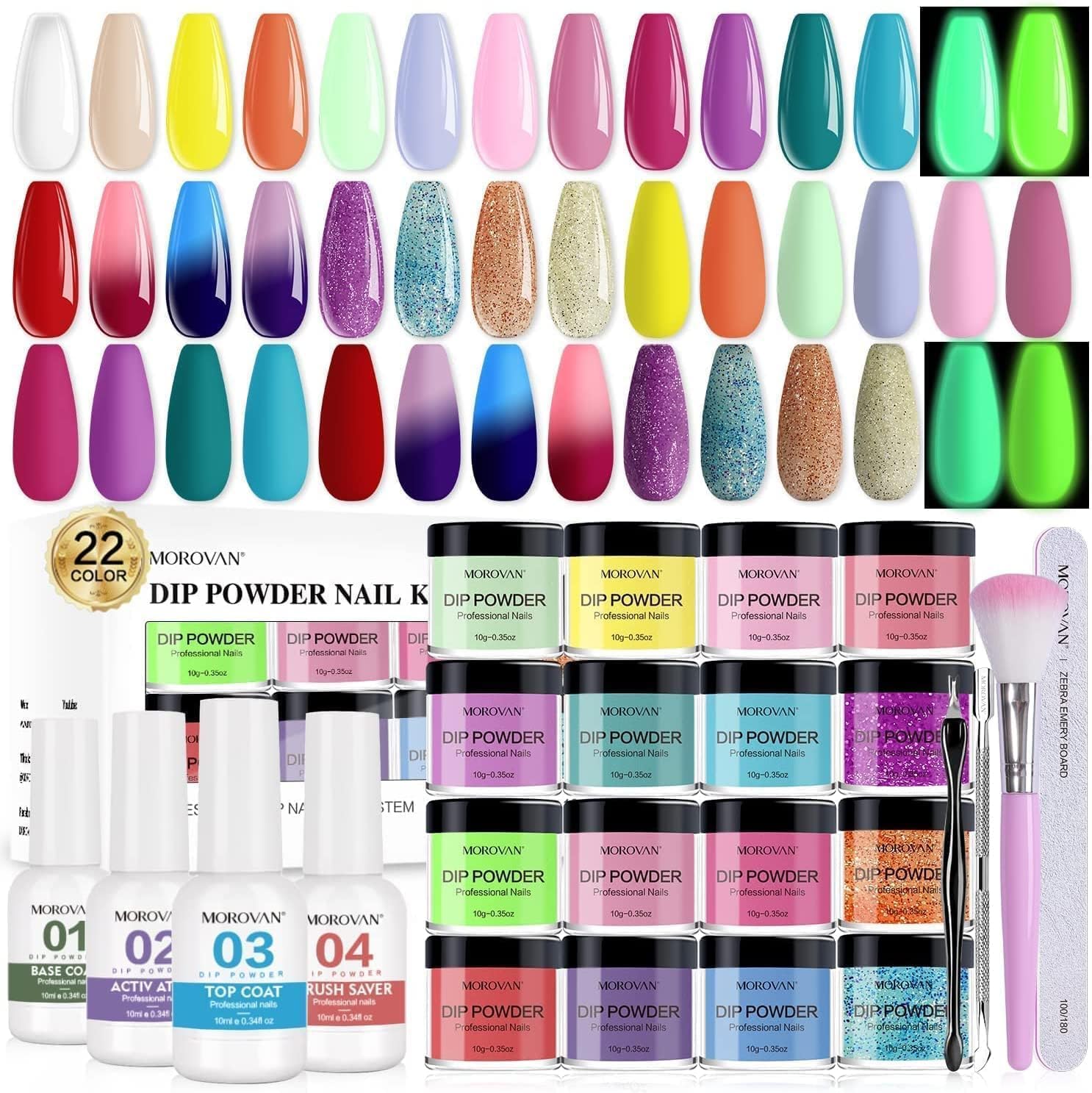 Morovan Dip Powder Nail Kit 22 kleuren dippoeder nagelkit compleet
