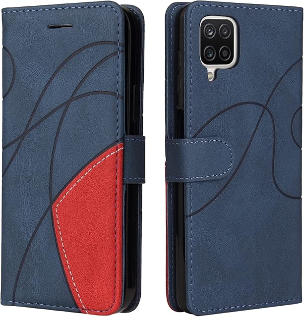 NEXCURIO Wallet Phone Case Compatible with Samsung Galaxy A12 / A12 Nacho V2 2021 / M12 Case Wallet with Credit Card Holder Stand Women Men Leather Flip Case Folding Cover Shockproof - Blue