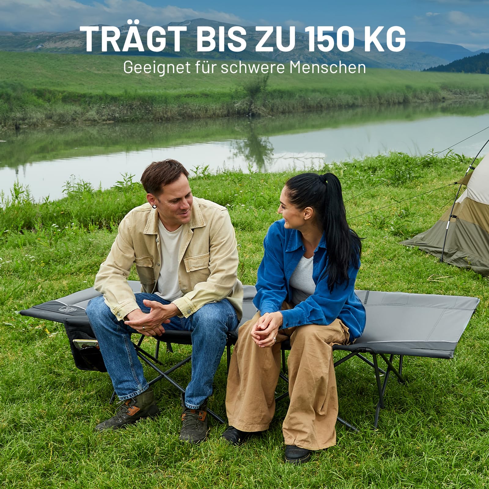 TIMBER RIDGE Feldbett Klappbar 150KG XXL Klappbett Camping All-in-one