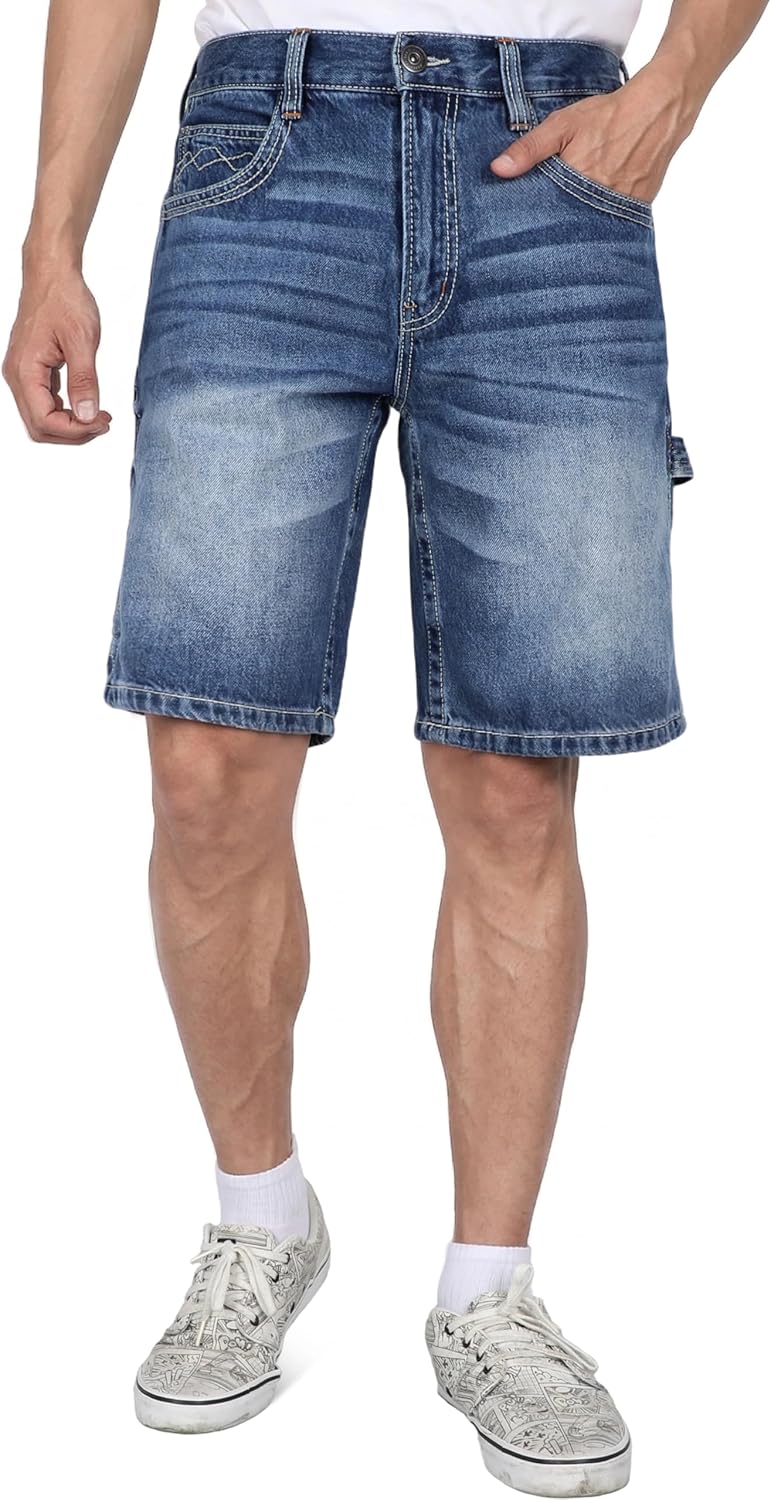 BOCOMAL Non FR – Men’s Denim Shorts Carpenter Jeans EX-Soft Relaxed Fit 12.5oz Heavy Duty 100% C Utility Pockets Work Pants