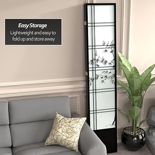 Miniatura 50 de Oriental Furniture - Pantalla Shoji para árbol de bambú de 7 pies de alto, color miel, 6 paneles Miel,Natural,Negro