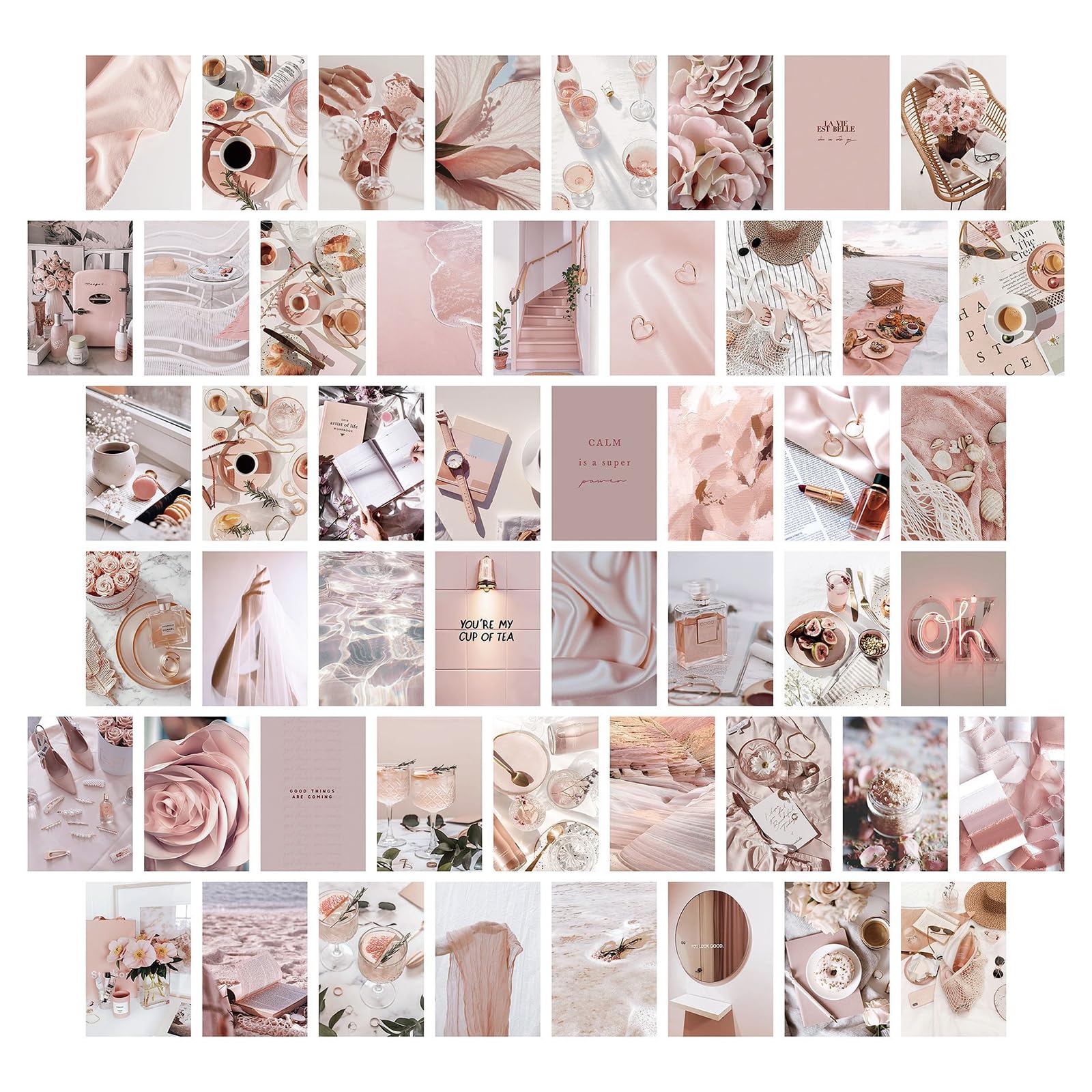 Duronge 50PCS Pink Wall Collage Kit, Aesthetic Picture Room Decor, Art Posters, Wall Art Prints for Aesthetic Decoration, Aesthetic Posters, Photo Display for Room Decor