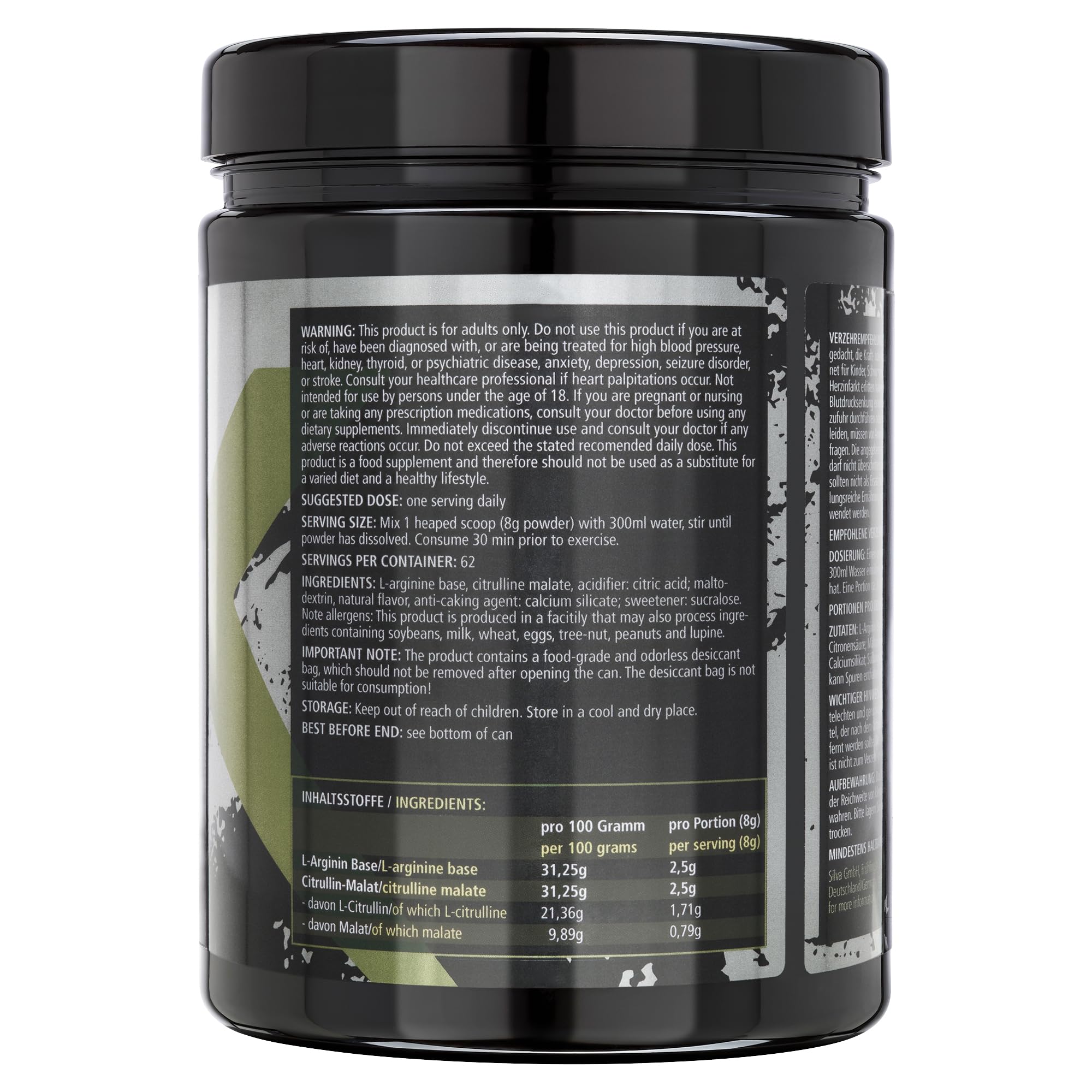 L-ARGININ & L-CITRULLIN Pulver I Lemon & Lime I CROSSVITAL I vegan I 500g I made in Germany