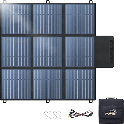 LVYUAN Panel solar portátil de 300 W, panel solar plegable de tamaño de almohada de 20 V, impermeable IP65, eficiencia mejorada del 23% para