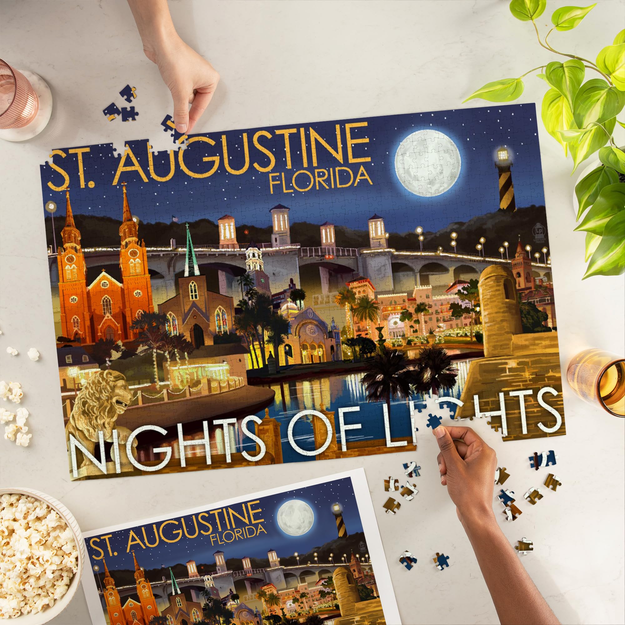 Lantern Press 1000-Teile Puzzle „Seoul Bei Nacht“ – Neonlichter & Schilder, Hochwertiger Druck, Inkl. Referenzposter