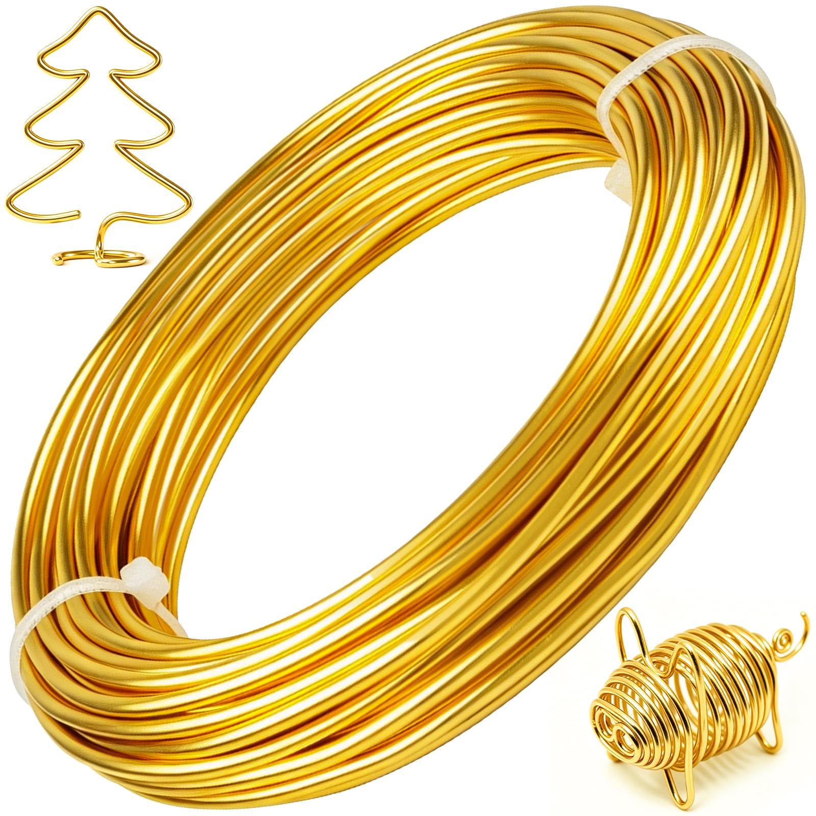 12 Gauge Craft Wire 32.8 Feet Aluminium Wire Thin Bendable Metal Wire Gold for Jewelry Making, Sculpting, Modelling Skeleton