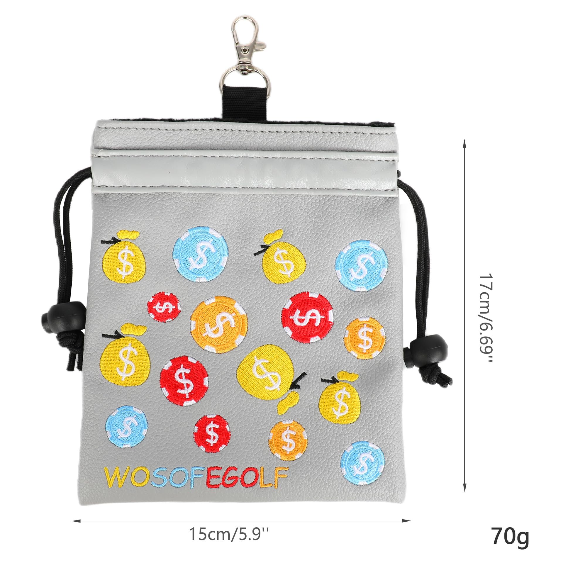 Pochettes de rangement pour tees de golf avec clip - Sac de rangement avec cordon de serrage