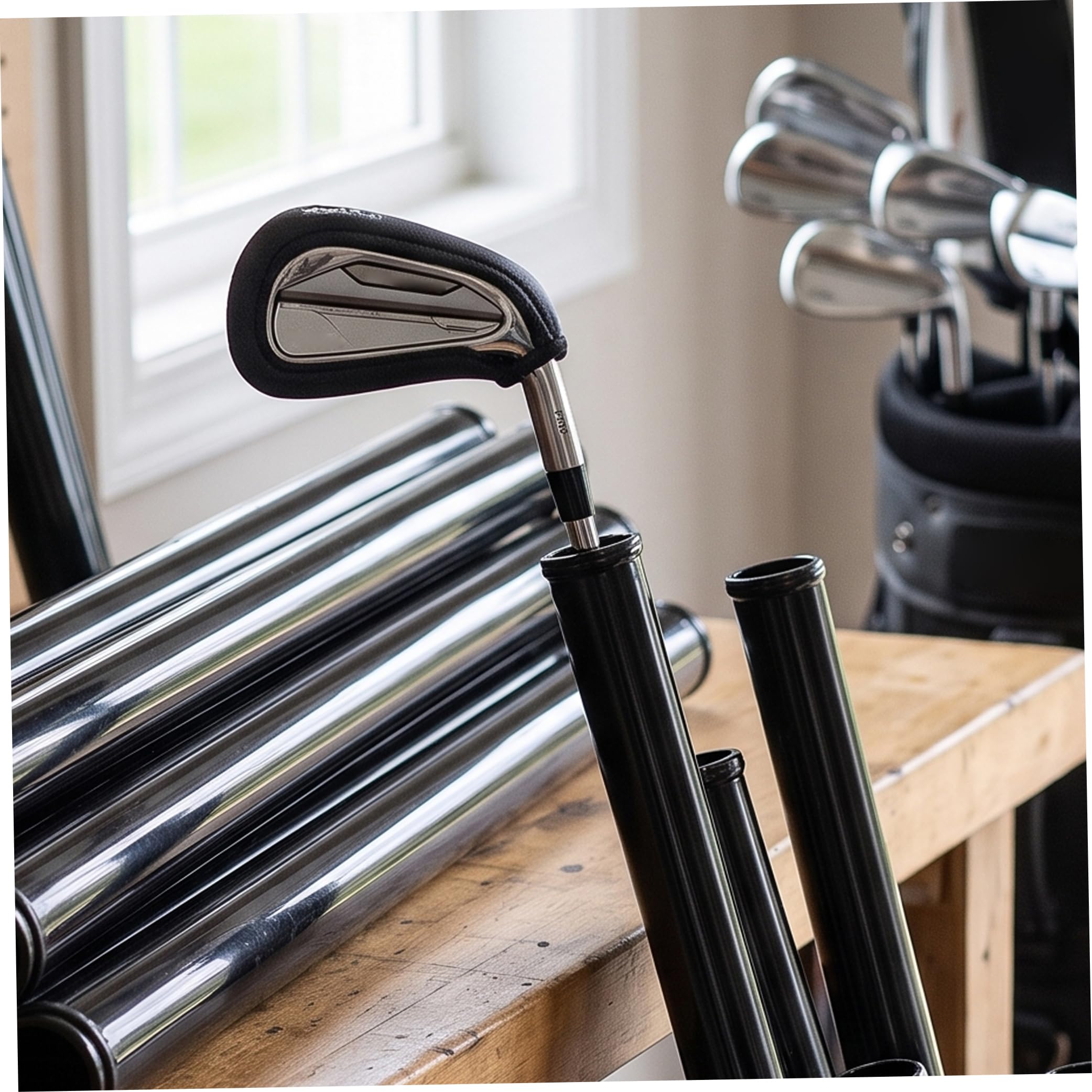Tubos para Bolsas de Golf, 14 Unidades, Tubos Protectores de PVC para Palos de Golf, Color Negro