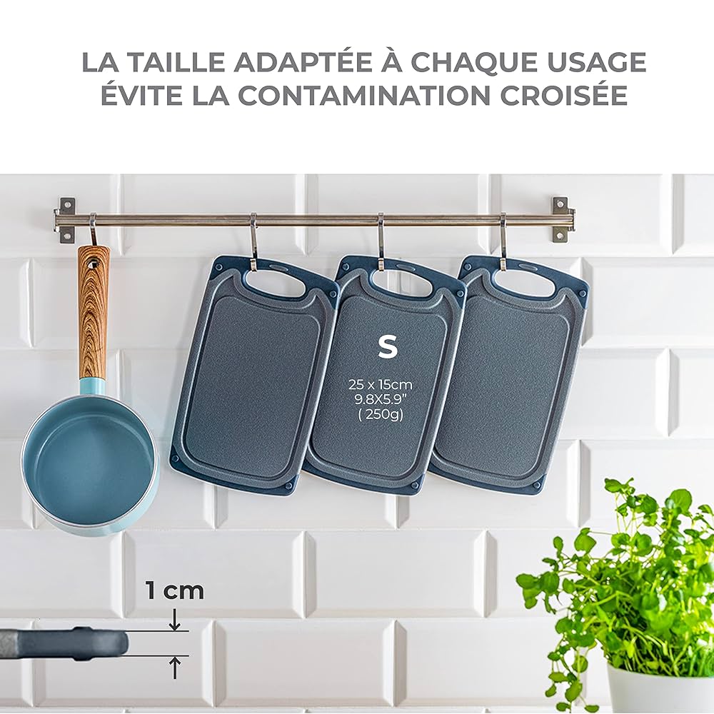 Lot De 6 Planches à Découper Exitoso - Plastique Antibactérien | Lave-Vaisselle, Antidérapant