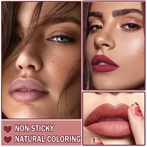 Miniatura 3 de Lápiz labial mate nude para labios, terciopelo suave, impermeable, de larga duración, hidratante antiadherente, lápiz labial altamente pigmentado,