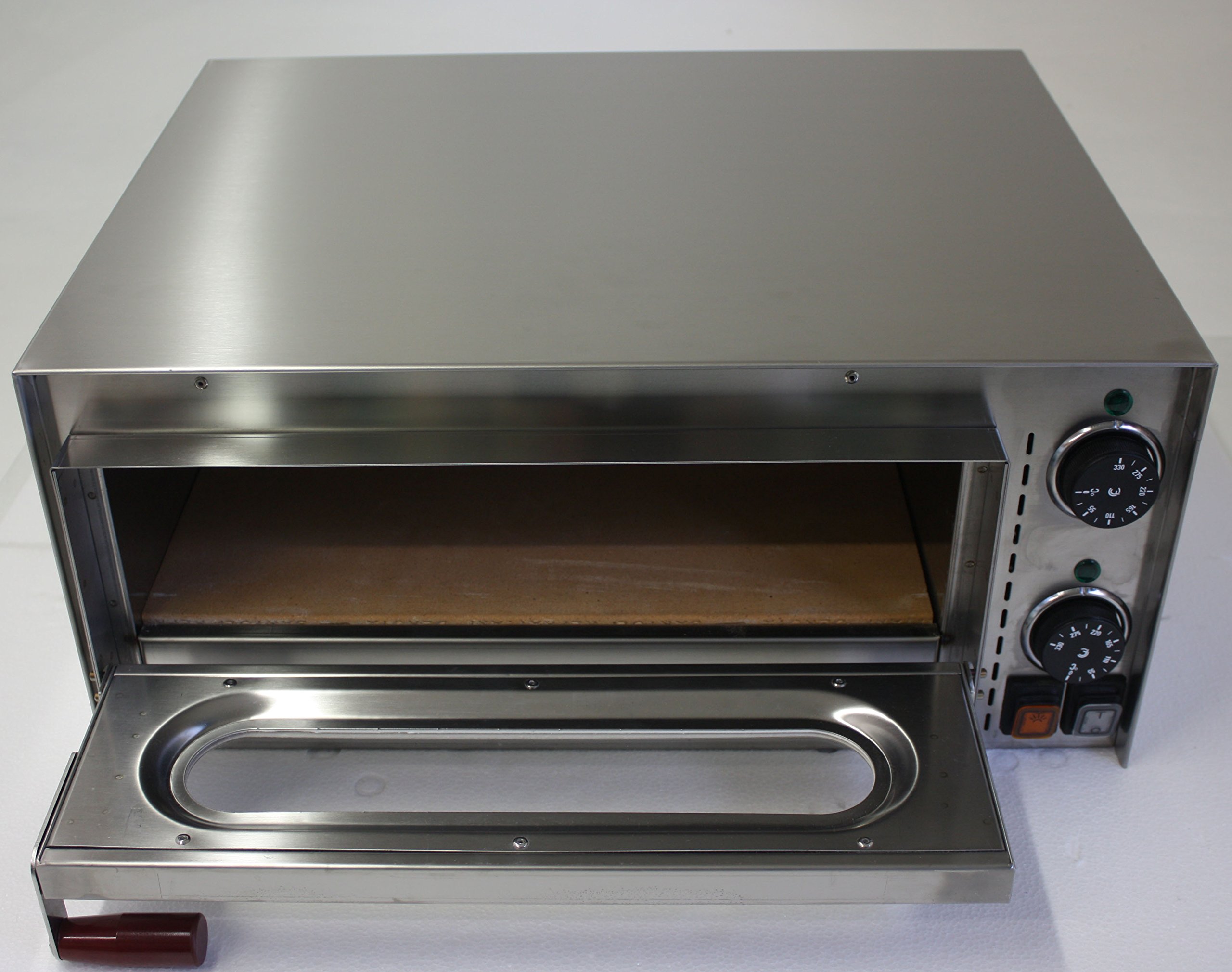 Fornetto pizza in aciaio inox con vetro e luce interna , piano cottura in materiale refrattario (professionale)