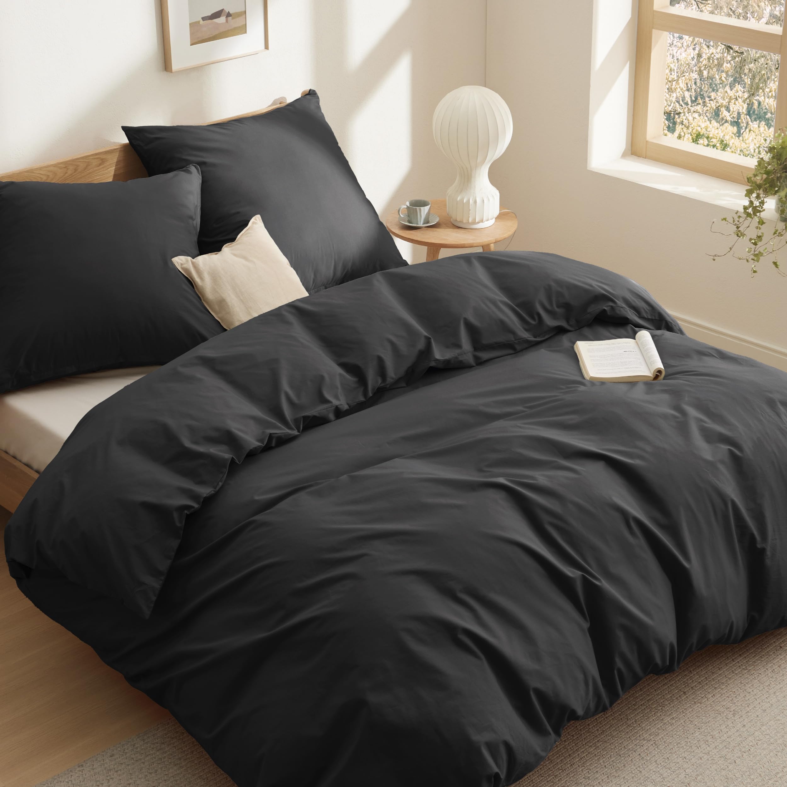 BEDSURE Bettwäsche Bettbezug Baumwolle Bettwäsche-Sets mit Kissenbezug, Duvet Cover mit Reißverschluss Einfarbig