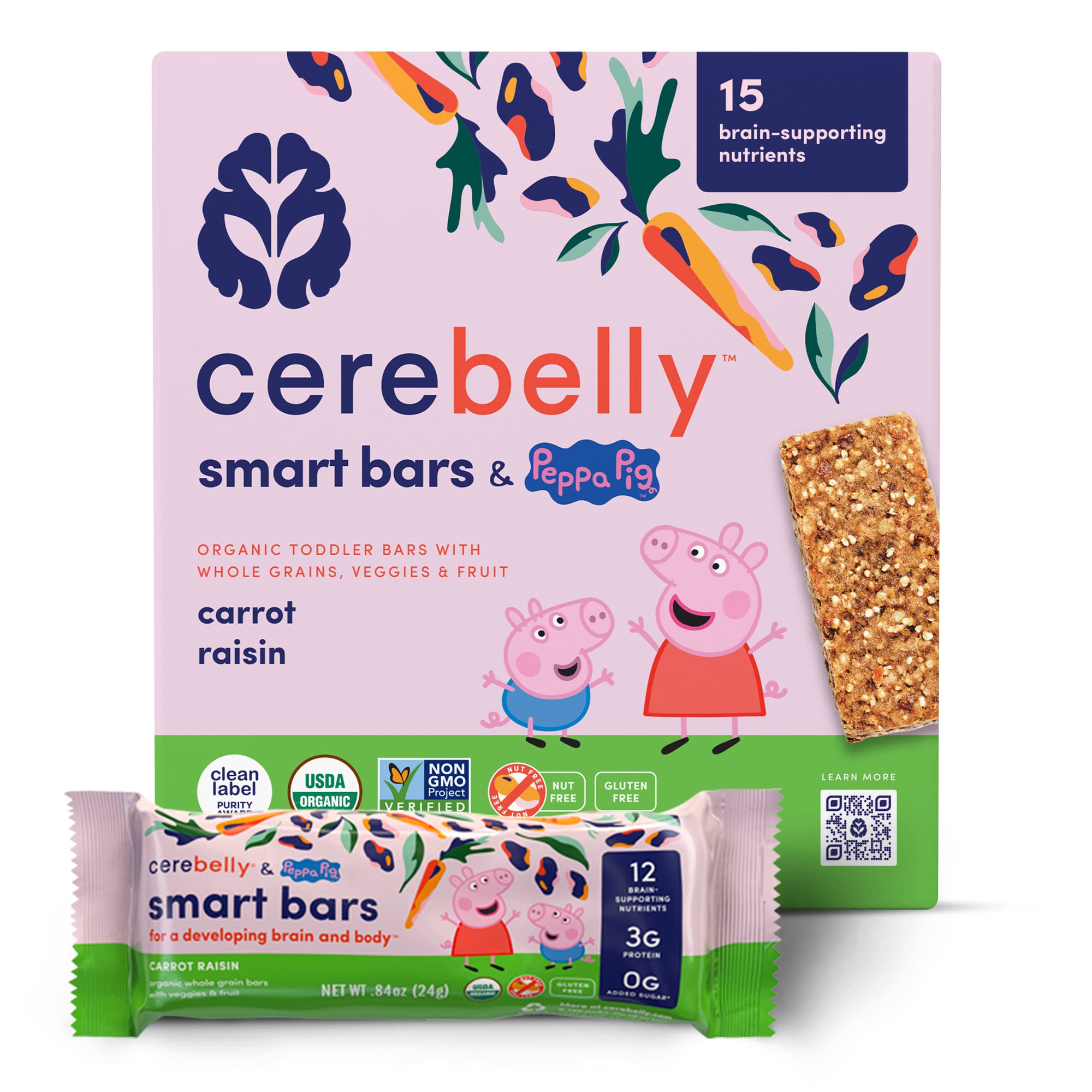 Buy Cerebelly Toddler Snack Bars Peppa Pig Carrot Raisin (Pack of 5