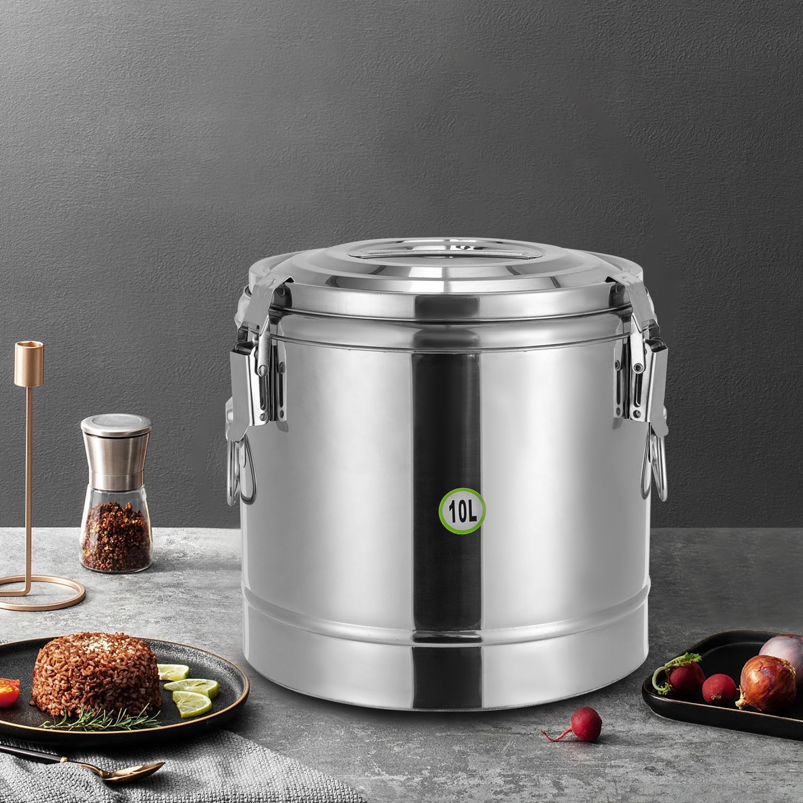 Termo de acero inoxidable Thermobox para alimentos Thermoport 10 L, para restaurantes, cantinas, tiendas hotpot, hoteles, cocinas domésticas, centros comerciales, escuelas, picnics, camping