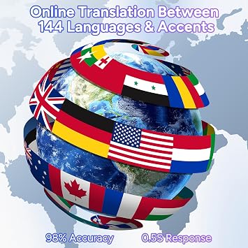 AI Language Translator Earbuds,OWS Real-Time 4-in-1 Translation Earbuds 144 Languages & Accents, Bluetooth 5.4 Translation Device for Travel/Business/Learning (Grey+Black)