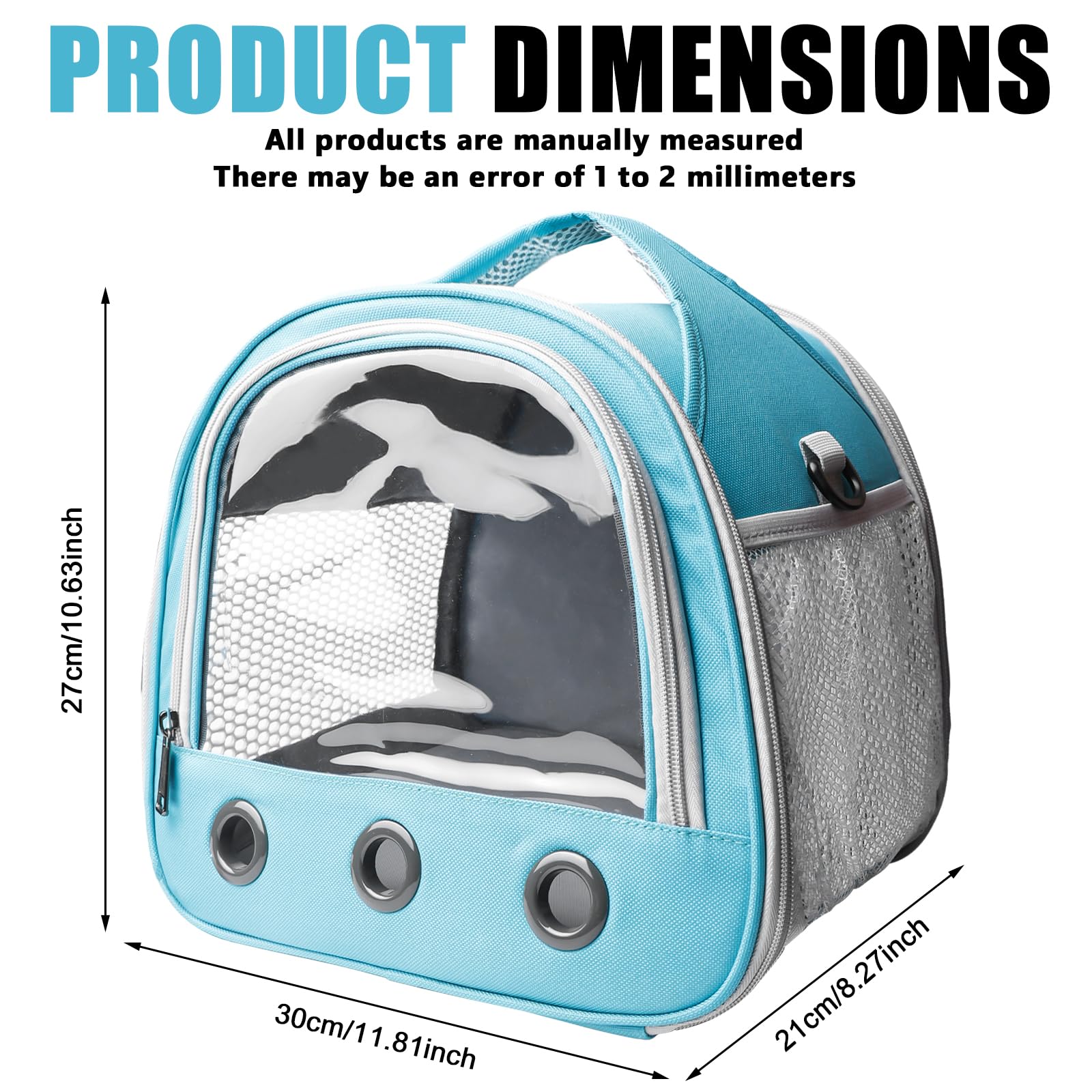 Caisse de Transport pour Lapin, 30x21x27cm - Sac de Transport pour Chat, Cochon d'Inde, Sac de Voyage Pliable pour Animaux avec Bretelle -Bleu