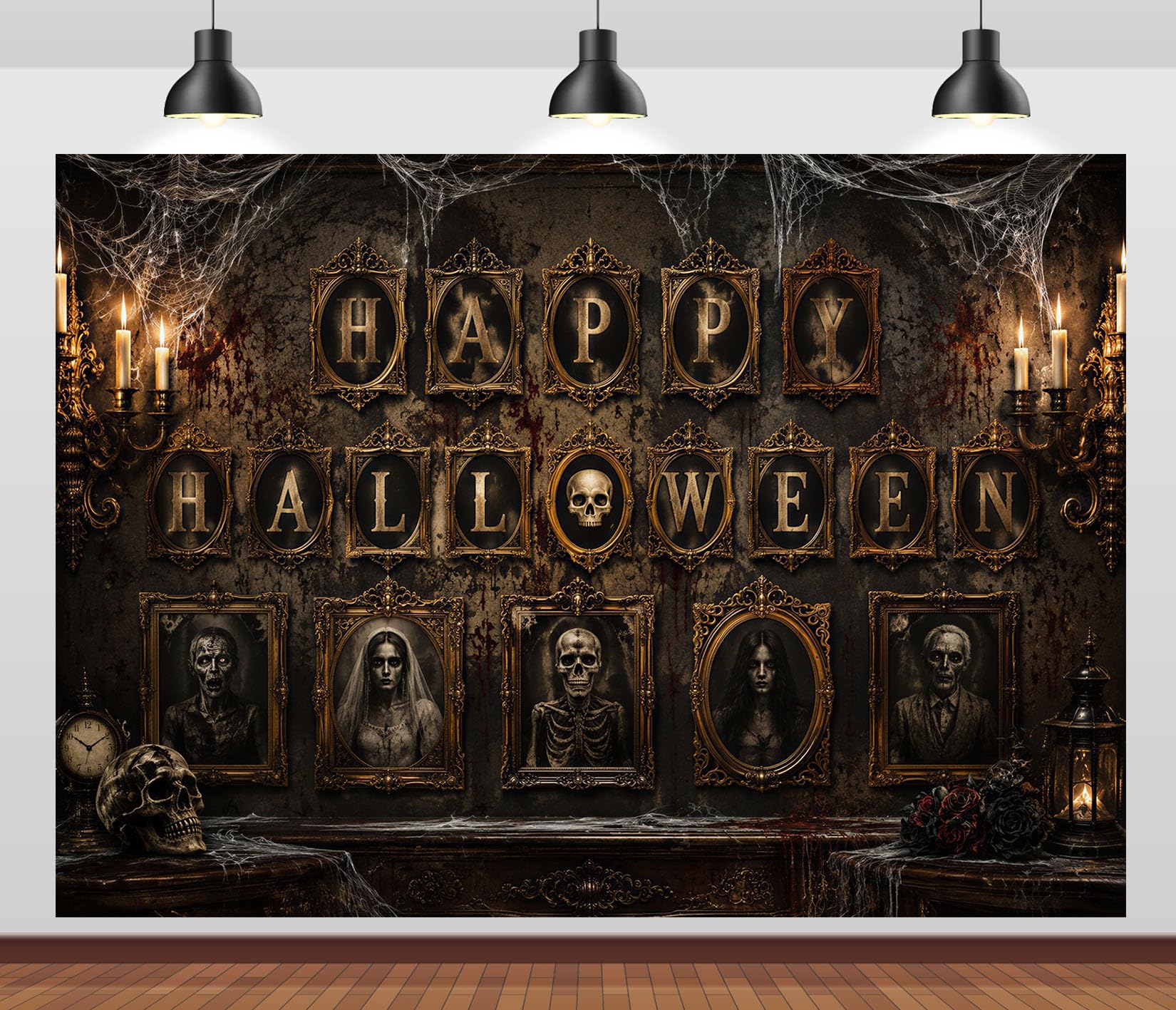 10x6.5FT (3x2m) Galleria Teschi Happy Halloween Sfondo Fotografico