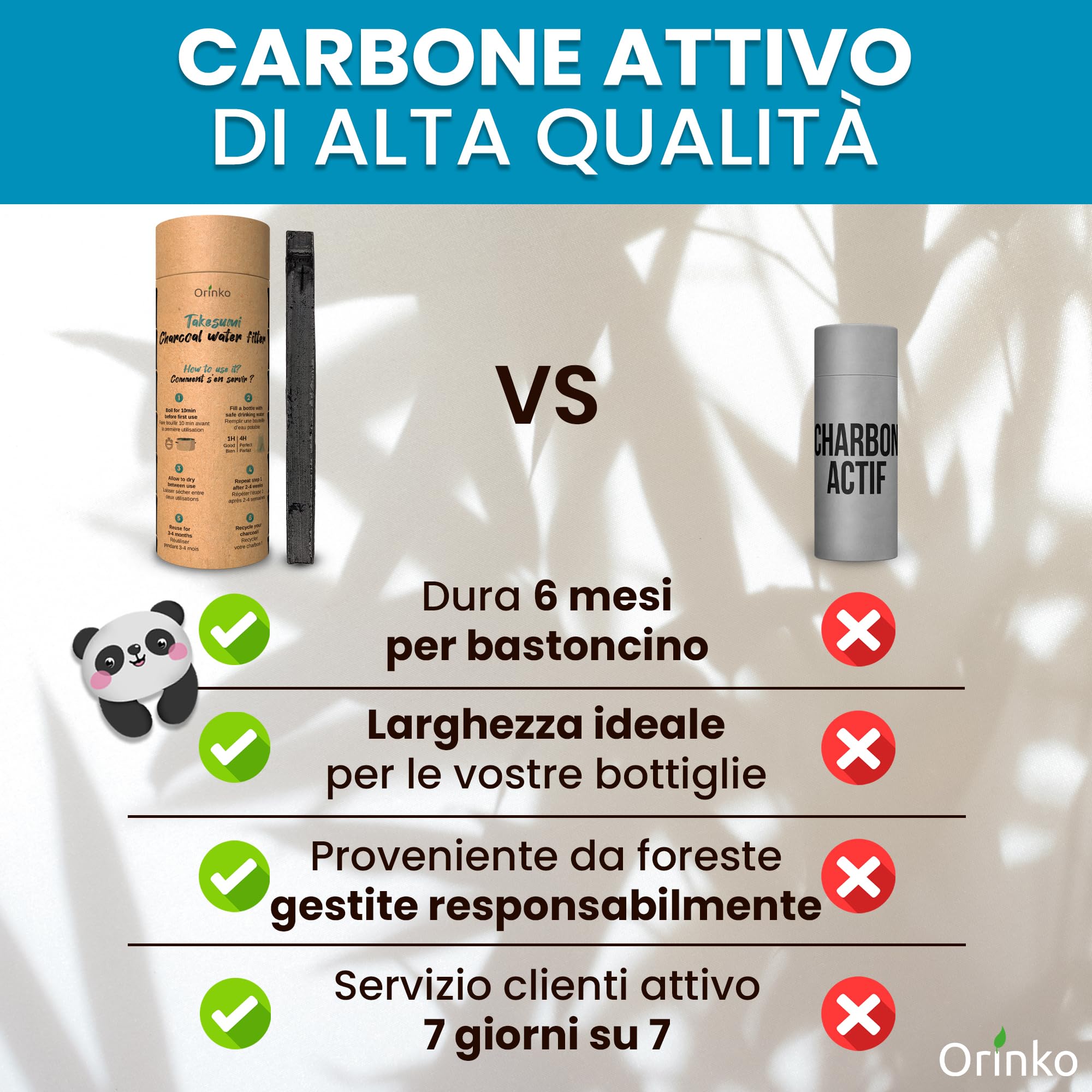 ORINKO® Carboni Attivi per Acqua in Carbone Takesumi x10 - Purificatore Naturale Ecologico in Bambù Binchotan - Bastoncino Riutilizzabile per Caraffa, Rubinetto, Acquario