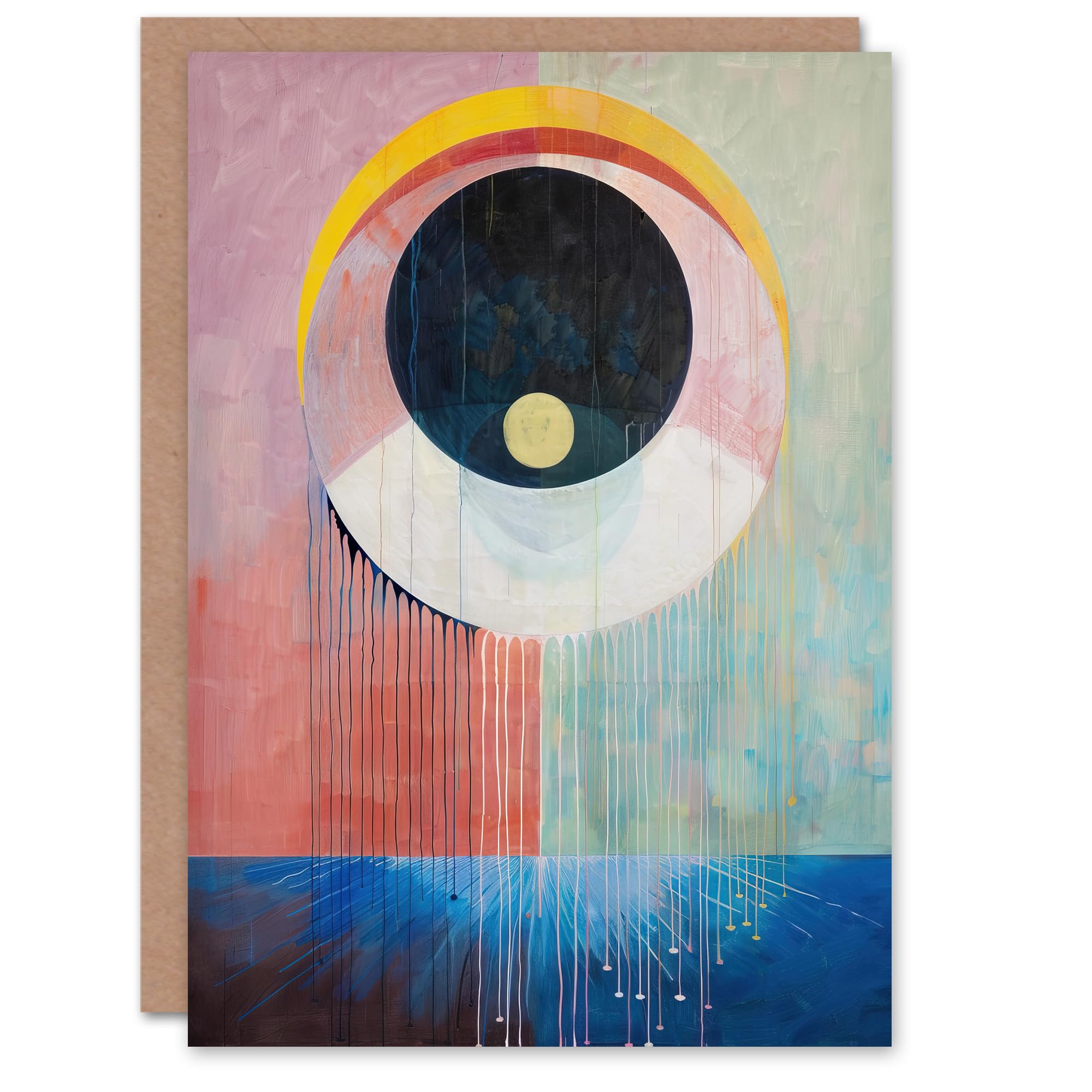 Artery8 Abstract Circle Eye Dripping Artwork Modern Greeting Birthday Card Him Her All Blank
