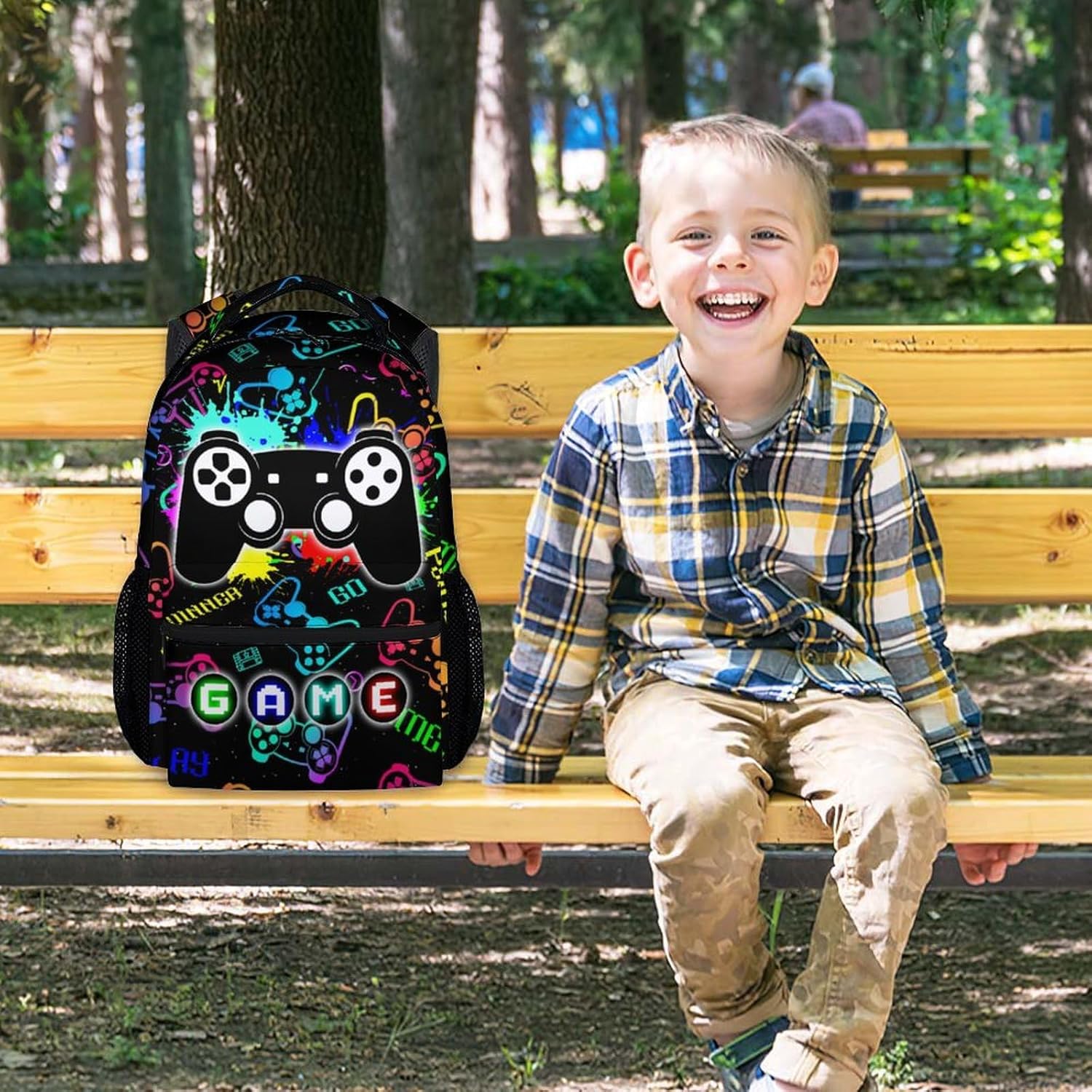 UNIKITTY Boys Backpack for School - Gaming Backpack for Kids Adults - Kids Schoolbag Large Capacity Durable - 17 Inch Gamer Bookbag for Elementary High School