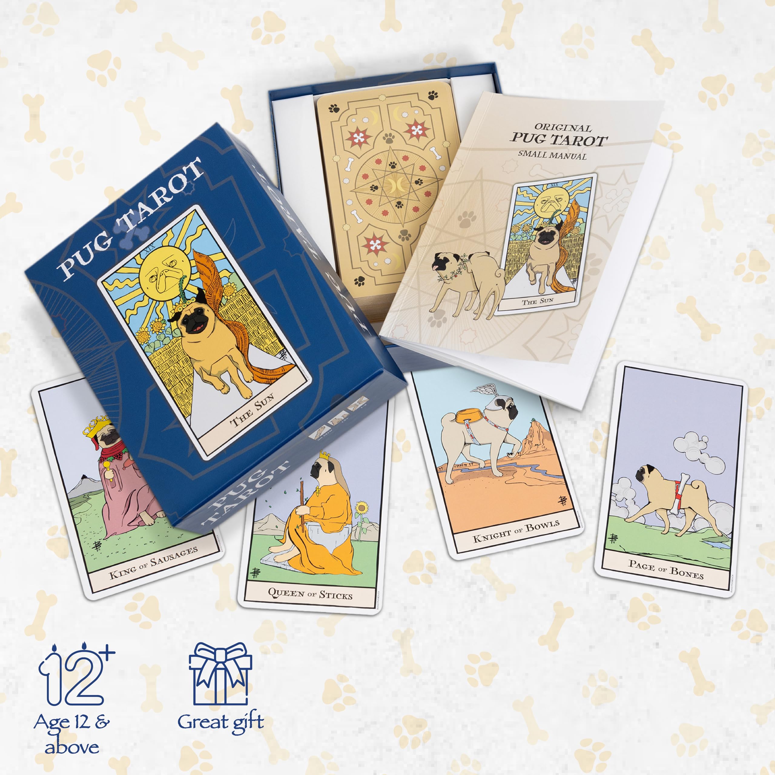 Thames & Kosmos Pug Tarot, Tarot Cards with Funny Dog Illustrations, Easy-to-Use Tarot Cards Deck - Image 2