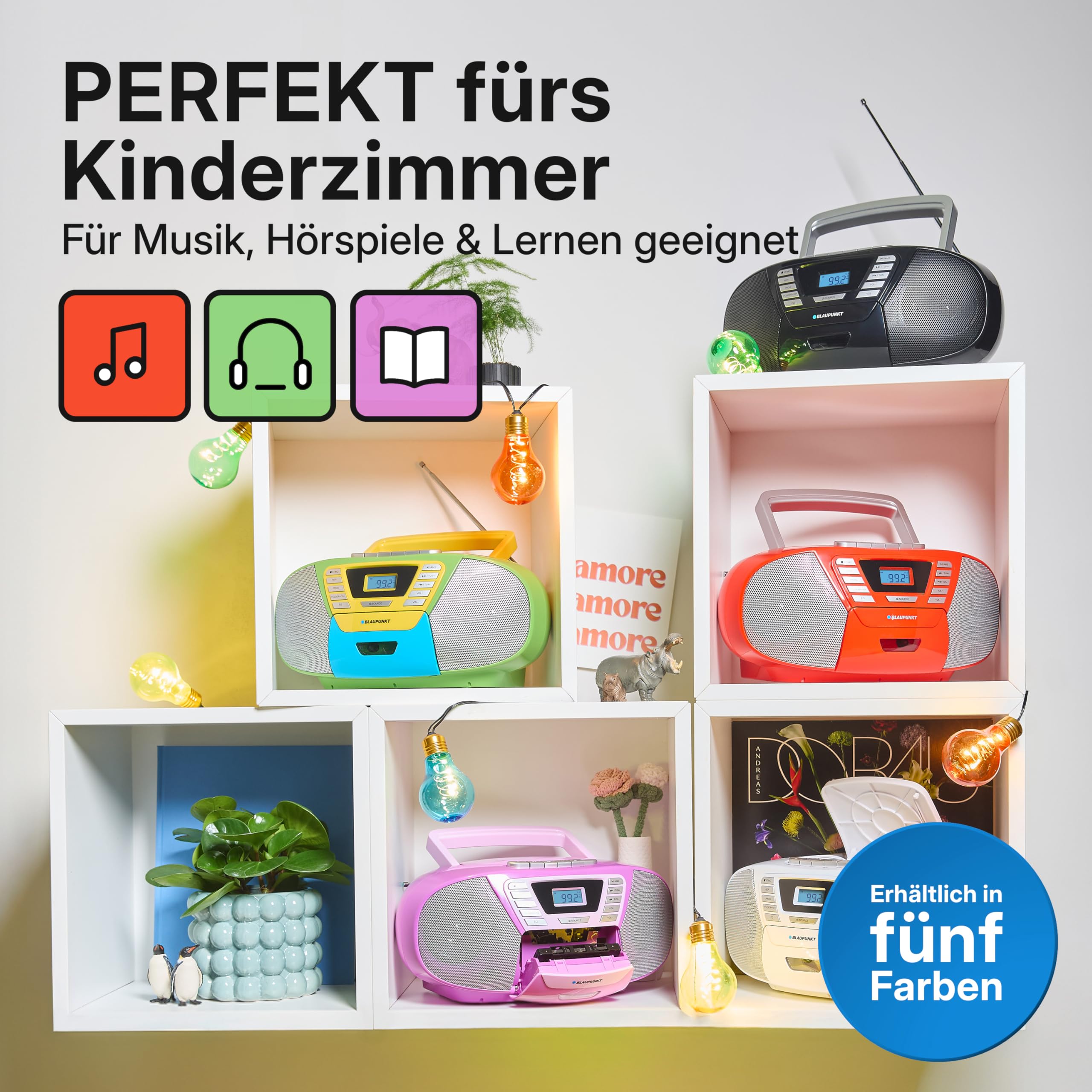 Blaupunkt B 120 tragbarer CD-Player mit Bluetooth | Kassettenrekorder | Hörbuch Funktion | USB | Aux In | PLL UKW Radio | Flieder