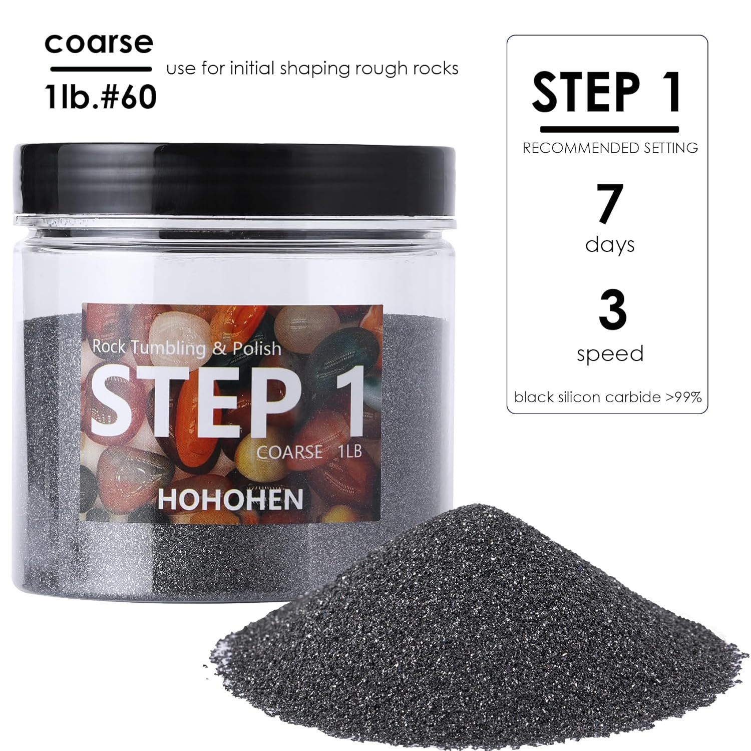 4 Pounds Rock Tumbler Grit Kit Abrasive Media Rocks Tumbling Grit and Polish Refill Stone Polishing Silicon Carbide & Aluminum Oxide Fit for Any Rock Polisher