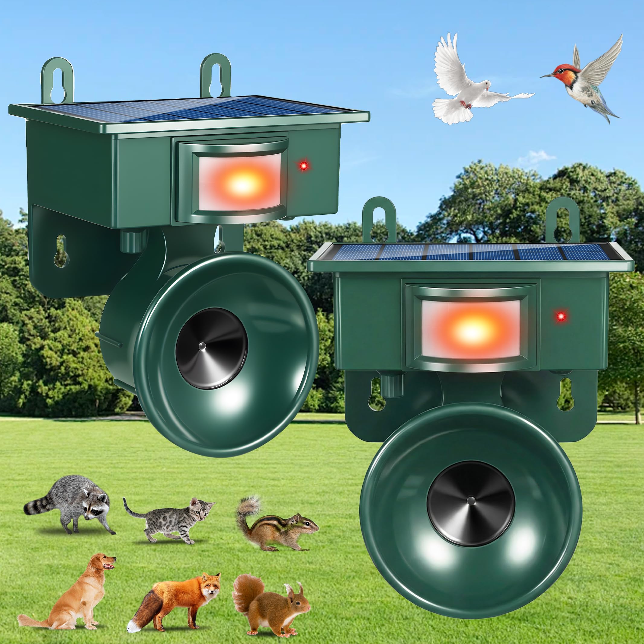 2026 Upgraded Bird Repellent Devices Outdoor Solar Ultrasonic Bird Repeller