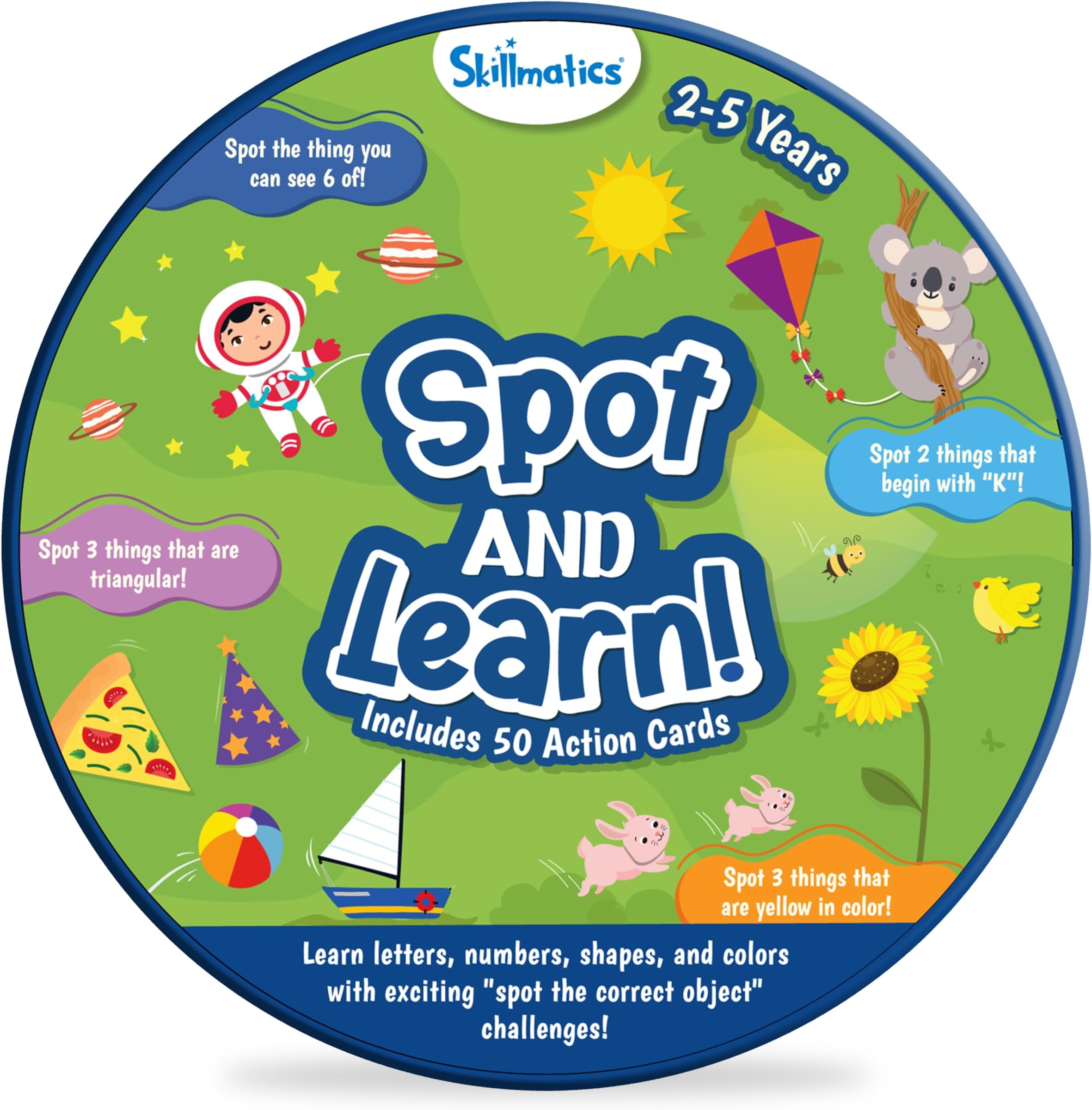 Skillmatics Flash Cards for Toddlers - Spot & Learn Letters, Numbers, Shapes & Colours, Preschool Learning, Travel Toys, Gifts for Kids Ages 2, 3, 4, 5