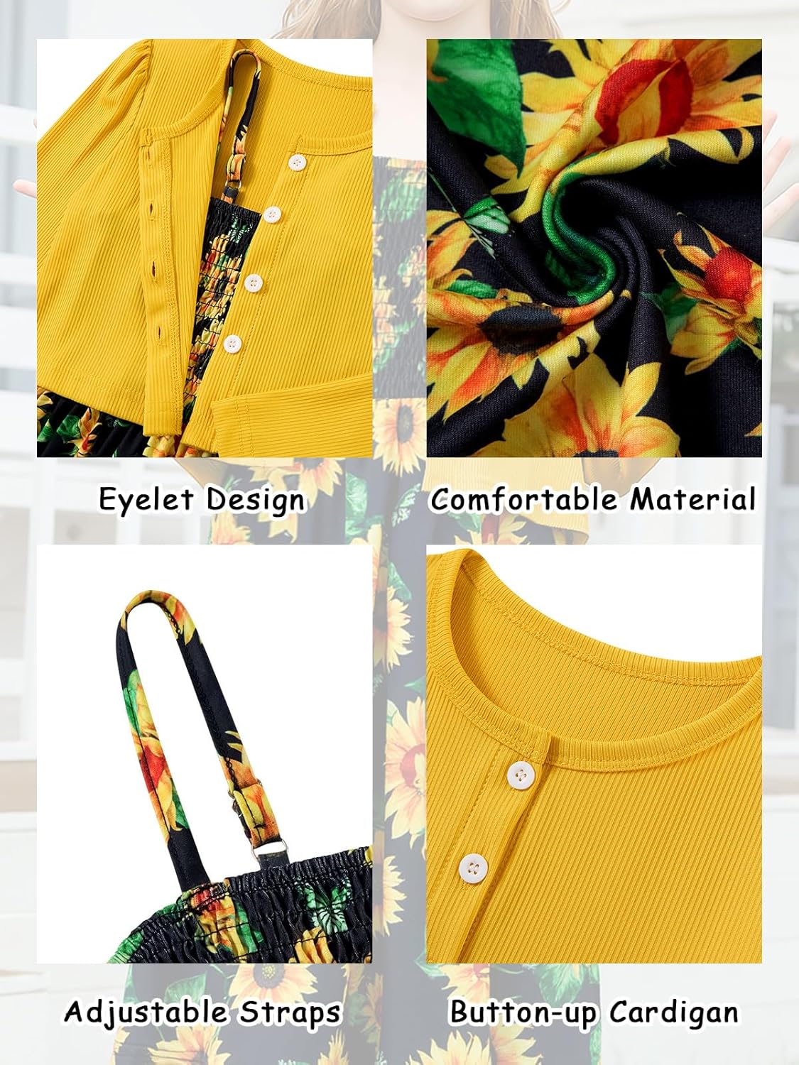 RAISEVERN Girls Casual Adjustable Strap Sleveless Dress Cardigan Set Size 5-12Y - Image 6