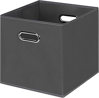 Black Foldable Storage Cubes Bins , Fabric Storage Box Cubes Organizer B...